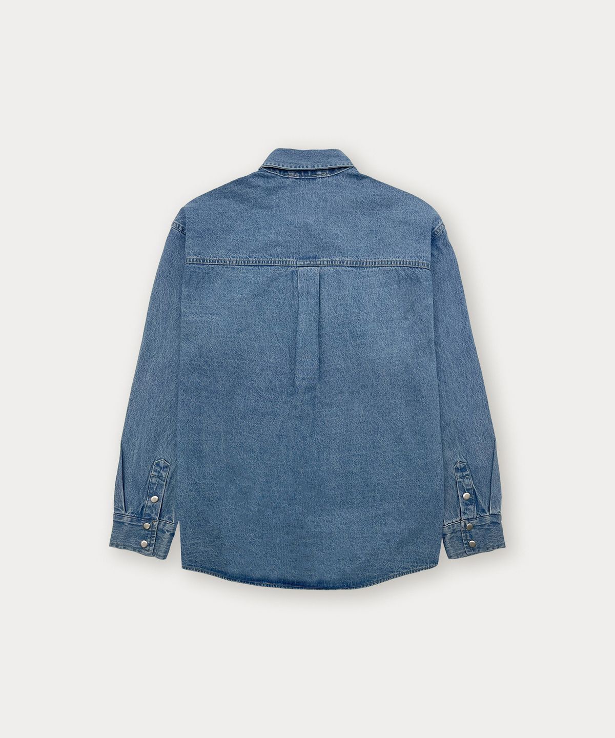 썸웨어버터(SOMEWHEREBUTTER) Western Denim Over-Fit Shirt - Middle Blue