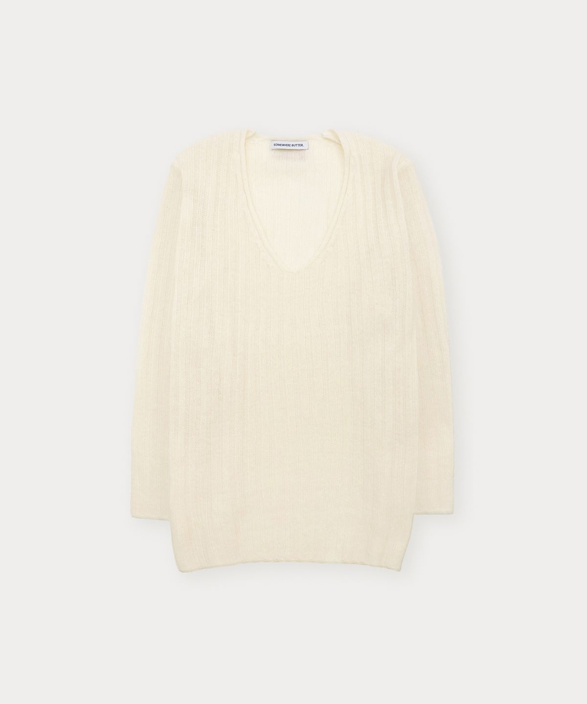 썸웨어버터(SOMEWHEREBUTTER) Veggie V-Neck Knit - Ivory