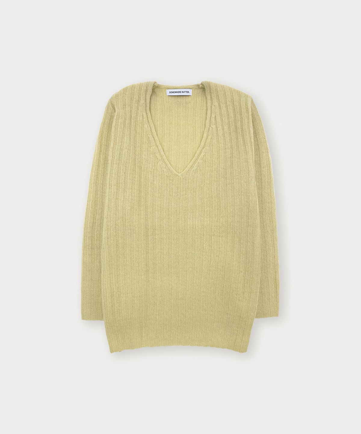 썸웨어버터(SOMEWHEREBUTTER) Veggie V-Neck Knit - Butter