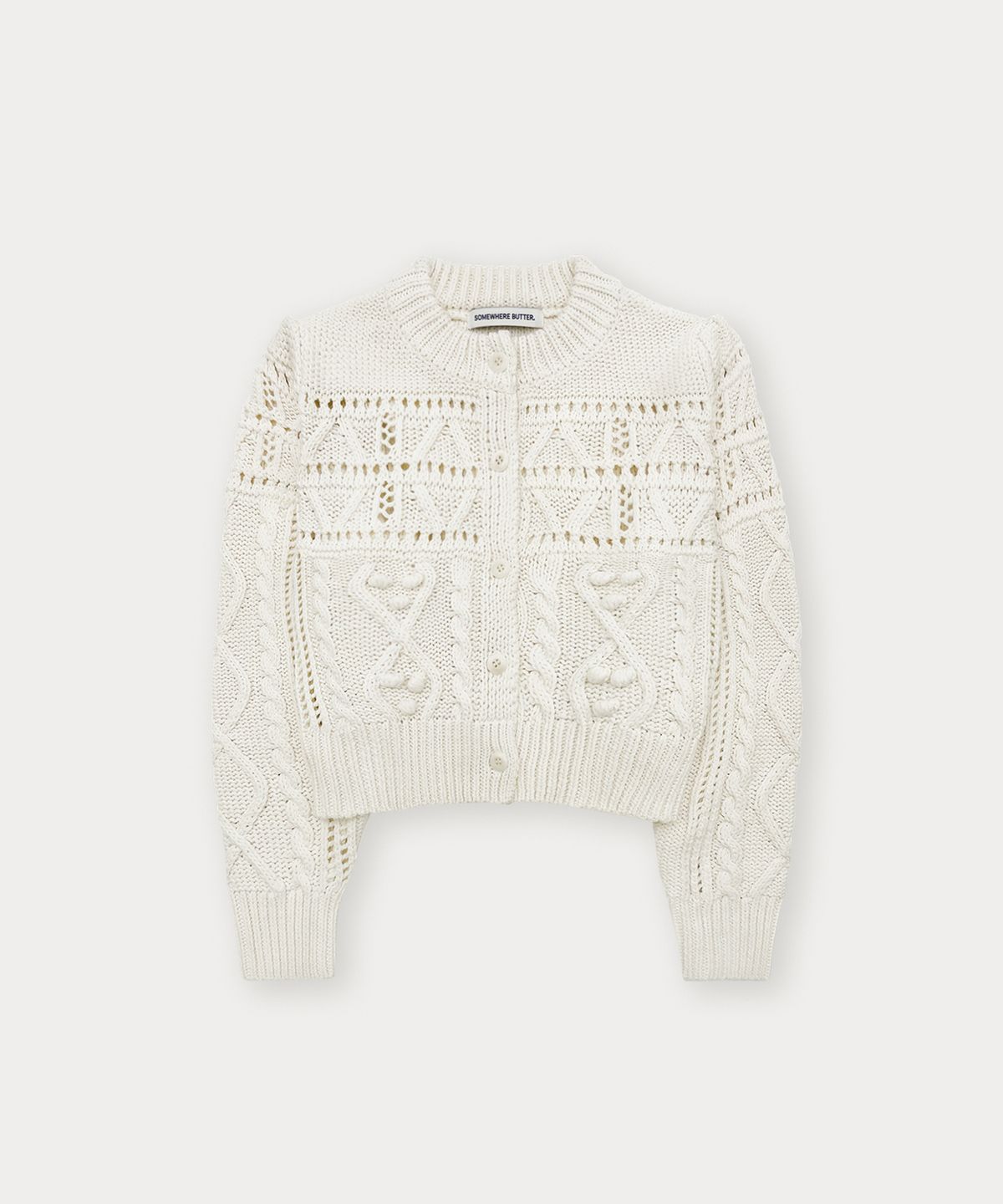 썸웨어버터(SOMEWHEREBUTTER) Popo Cotton Cardigan - Ivory