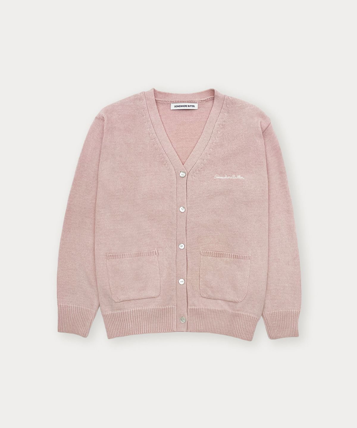 썸웨어버터(SOMEWHEREBUTTER) Camilla V-Neck Cardigan - Pink