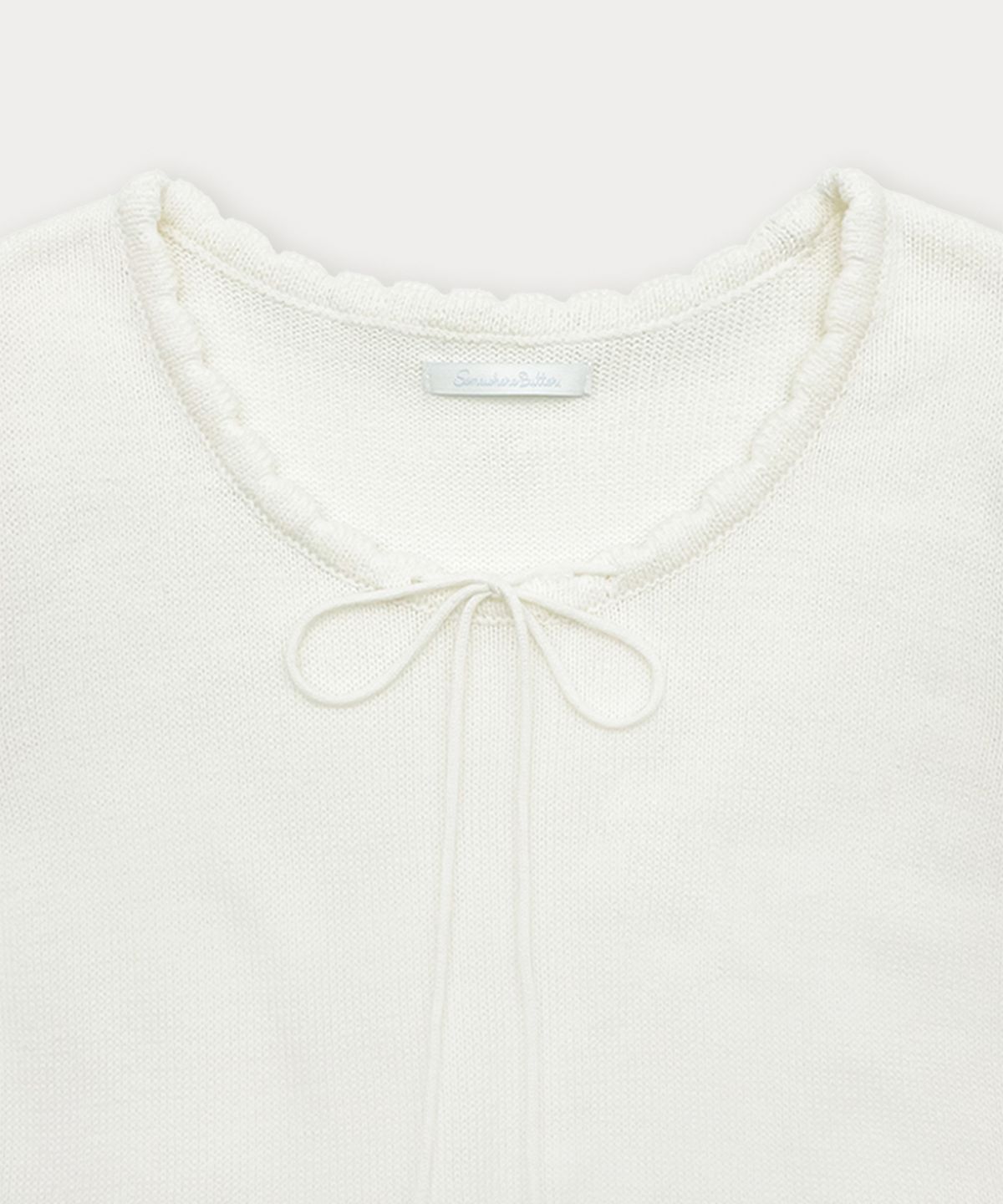 썸웨어버터(SOMEWHEREBUTTER) Cotton Ribbon Knit Dress - Ivory