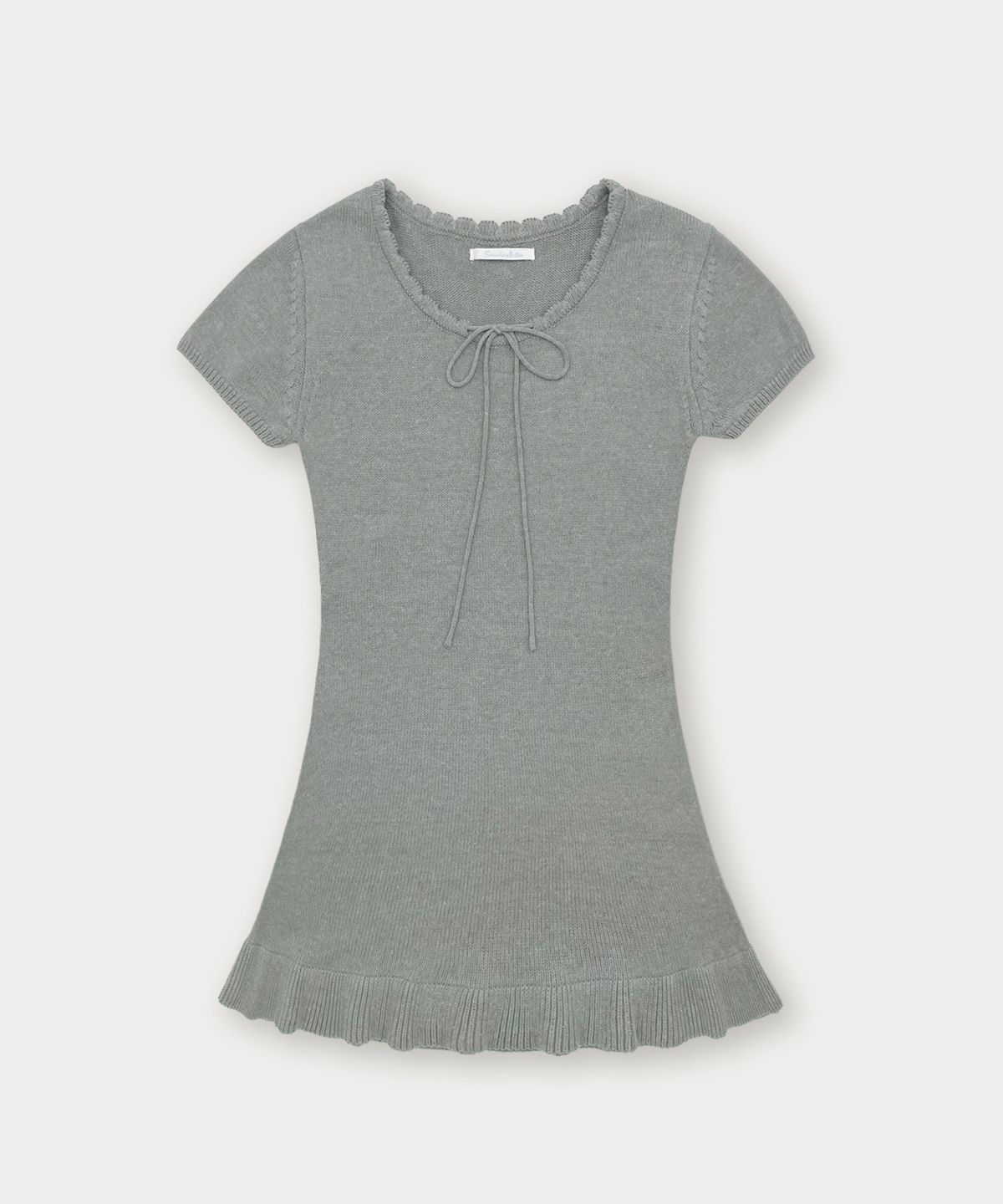 썸웨어버터(SOMEWHEREBUTTER) Cotton Ribbon Knit Dress - Grey