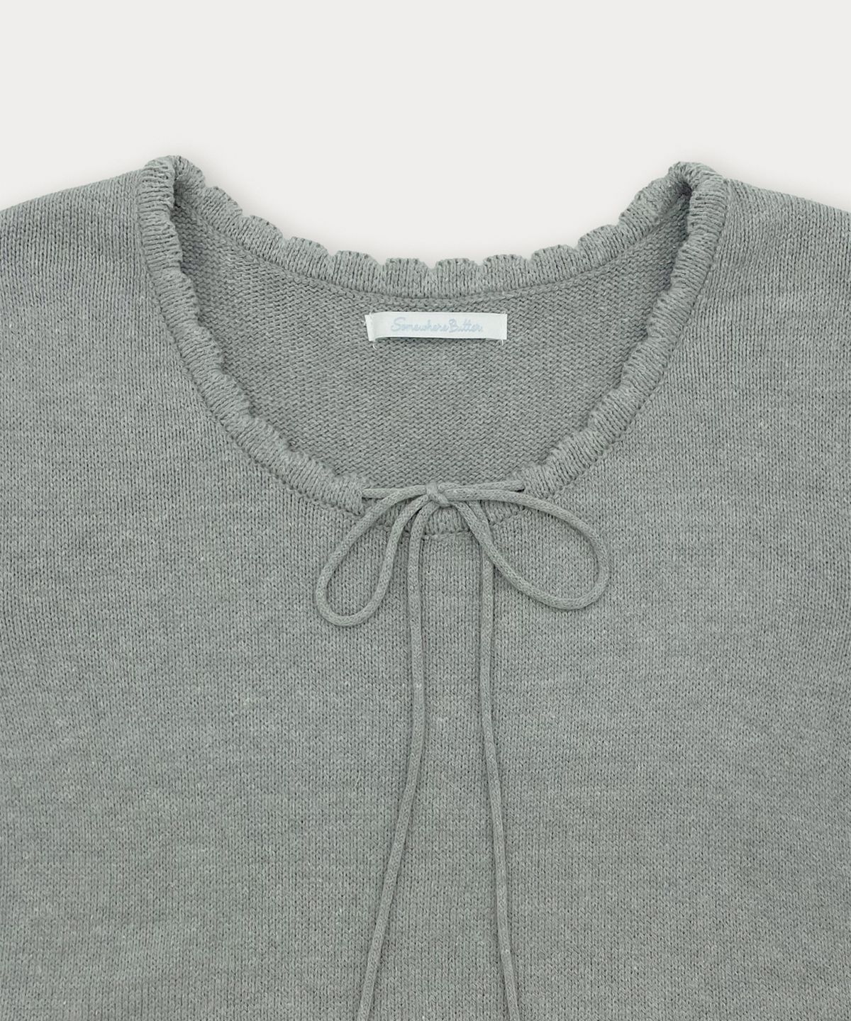 썸웨어버터(SOMEWHEREBUTTER) Cotton Ribbon Knit Dress - Grey