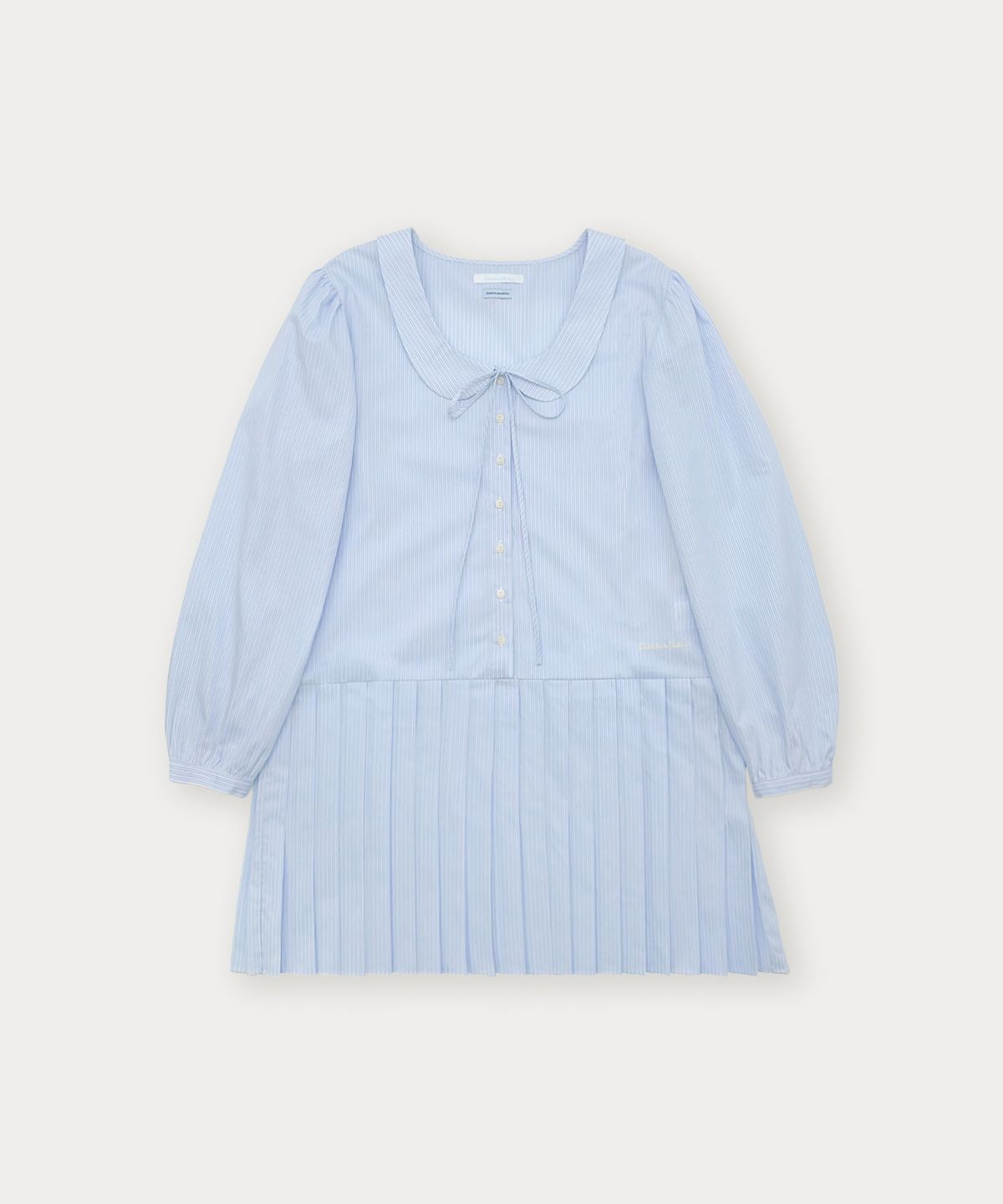 썸웨어버터(SOMEWHEREBUTTER) Stripe Pleats Mini Dress - Light Blue