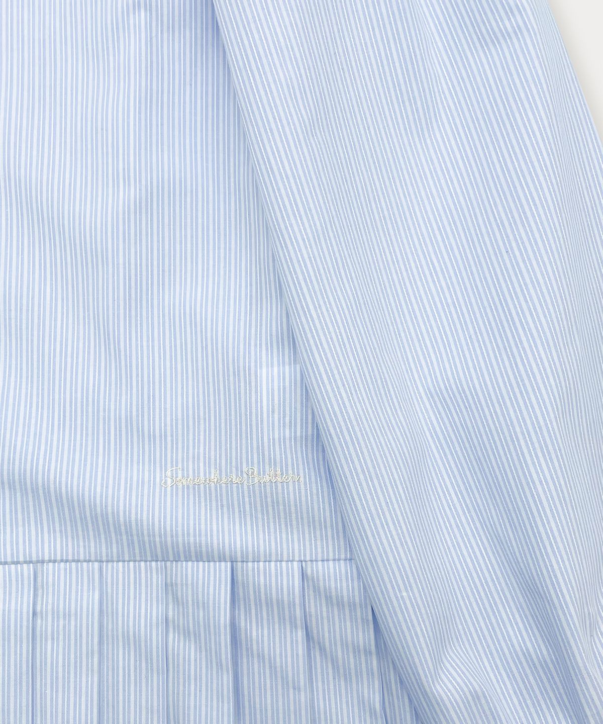 썸웨어버터(SOMEWHEREBUTTER) Stripe Pleats Mini Dress - Light Blue