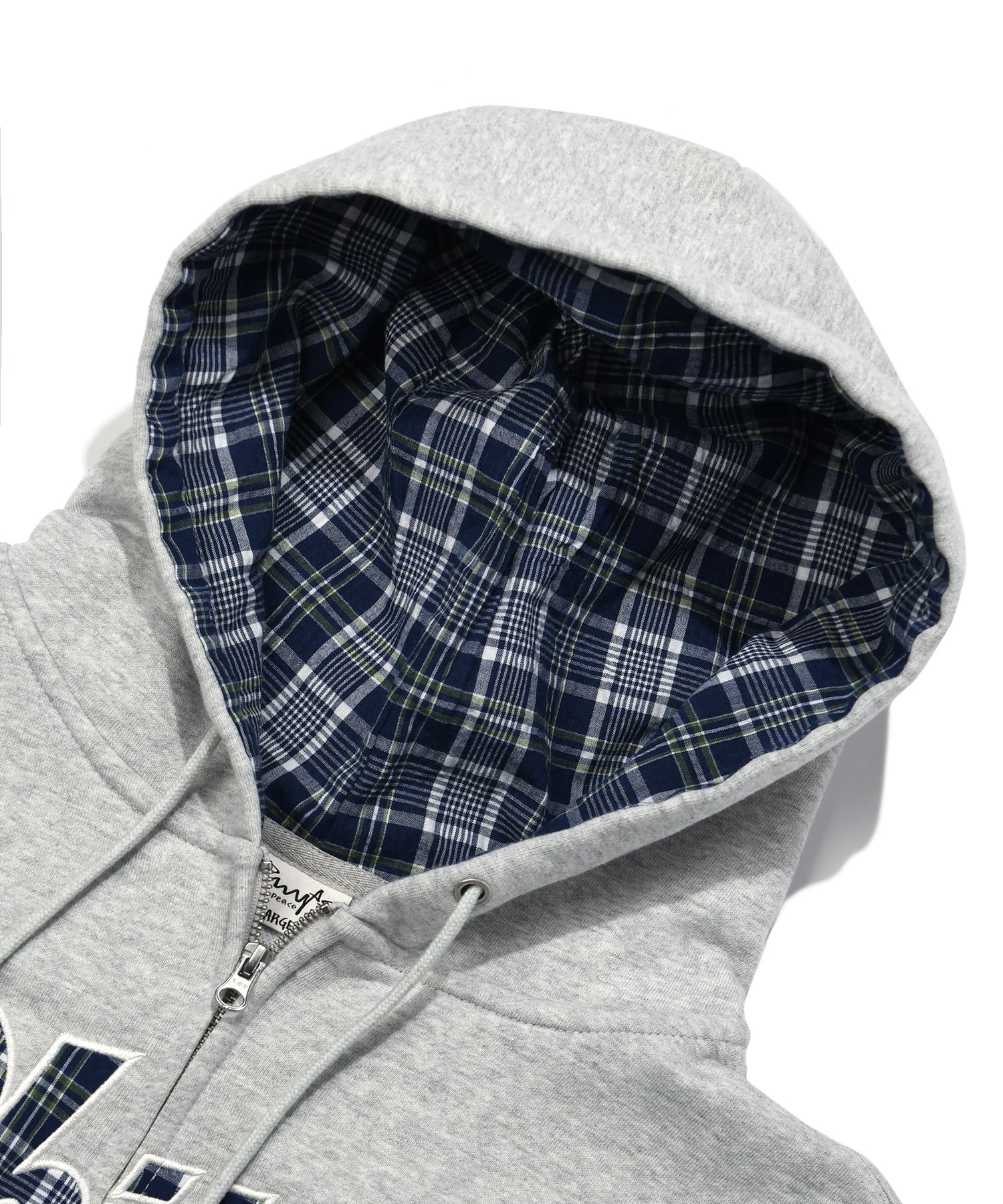 MUSINSA | PHYPS Check Star Tail Elbow Patch Hoodie_Gray