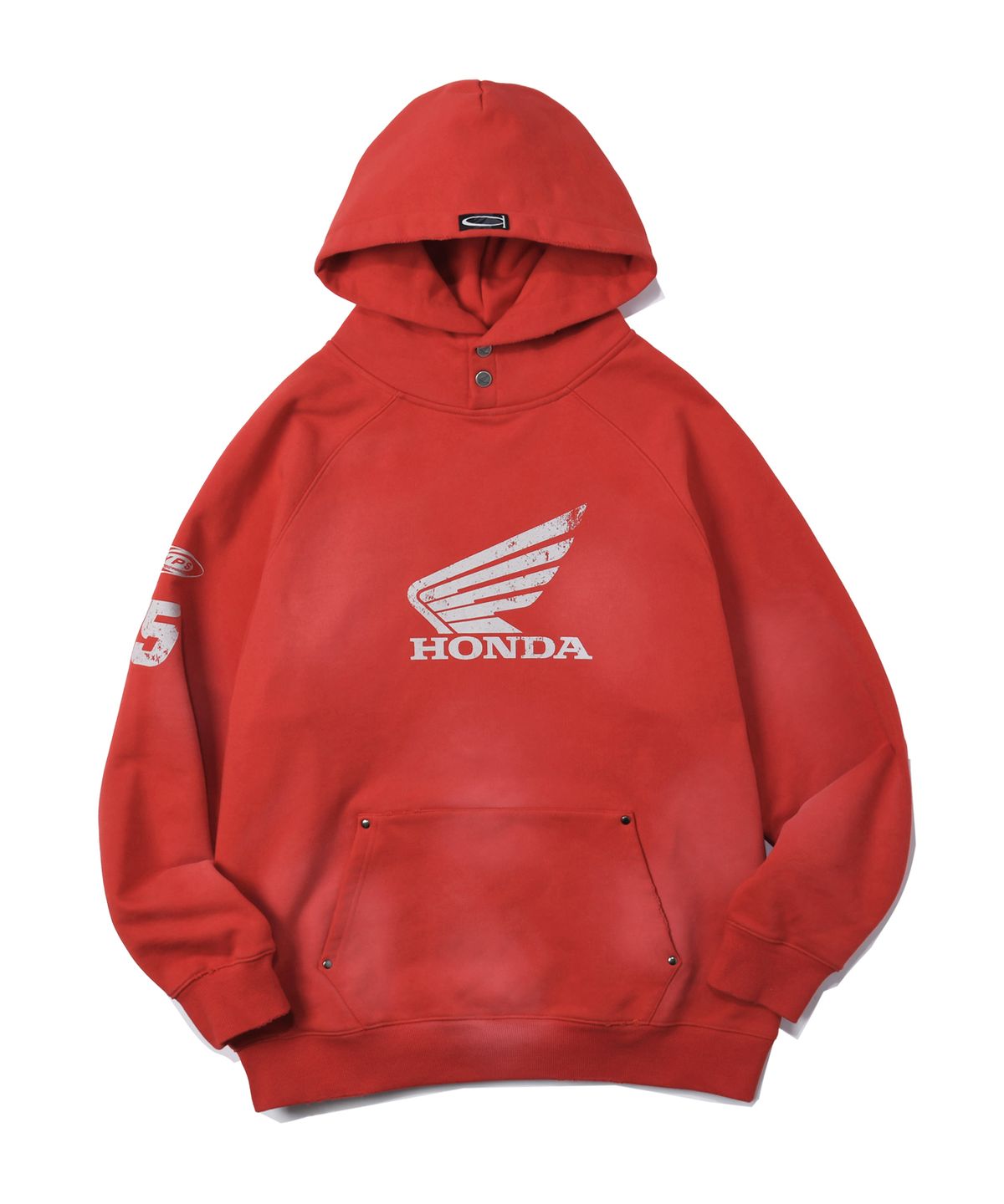 핍스 모터사이클(PHYPS MOTORCYCLE) Honda Damage Washing Hoodie_Red