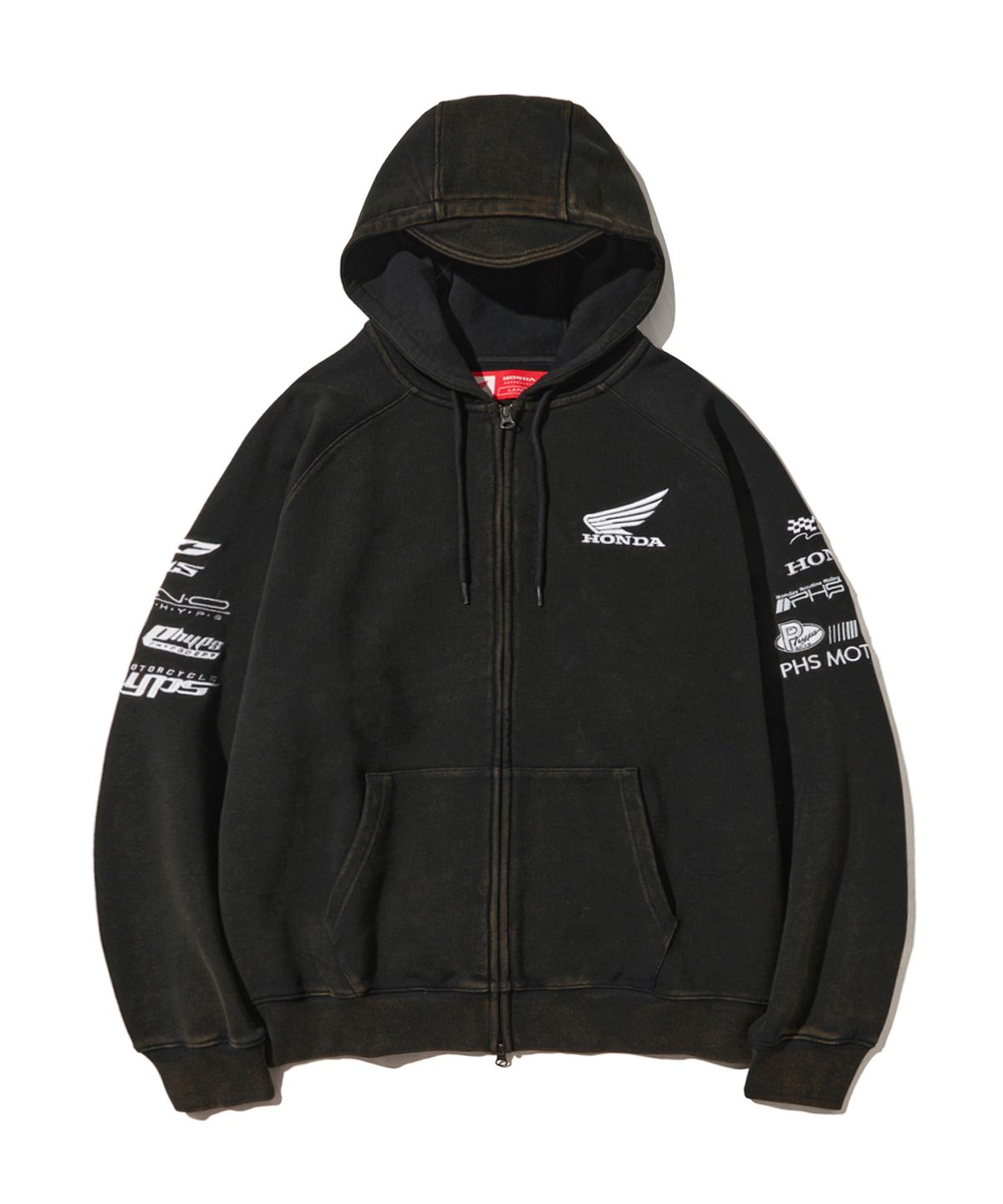 핍스 모터사이클(PHYPS MOTORCYCLE) Honda Racing Hoodie Cap Zip-up_Black