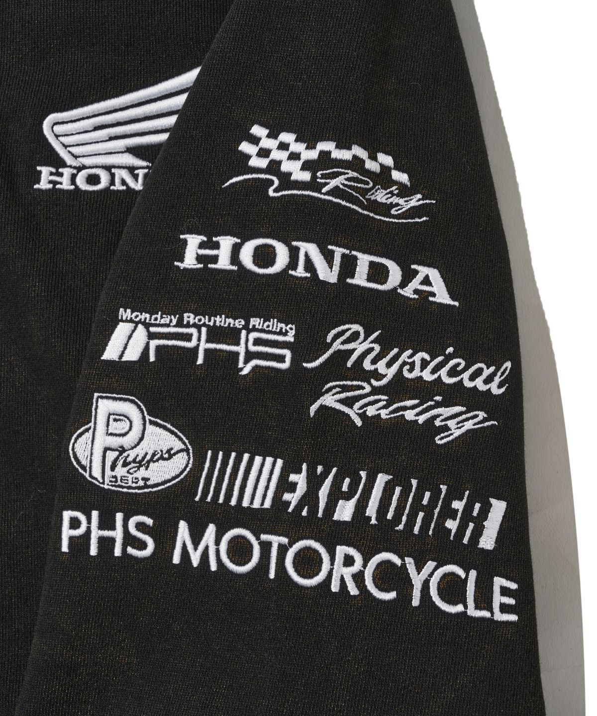 핍스 모터사이클(PHYPS MOTORCYCLE) Honda Racing Hoodie Cap Zip-up_Black