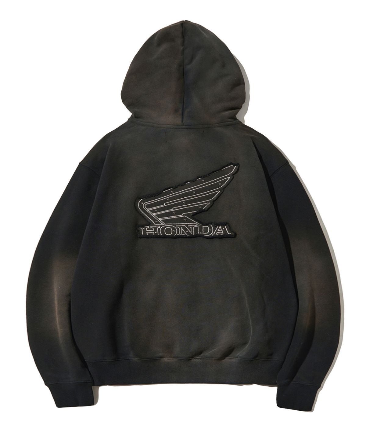 핍스 모터사이클(PHYPS MOTORCYCLE) Honda Stud Wing Washing Hoodie Zip-up_Black