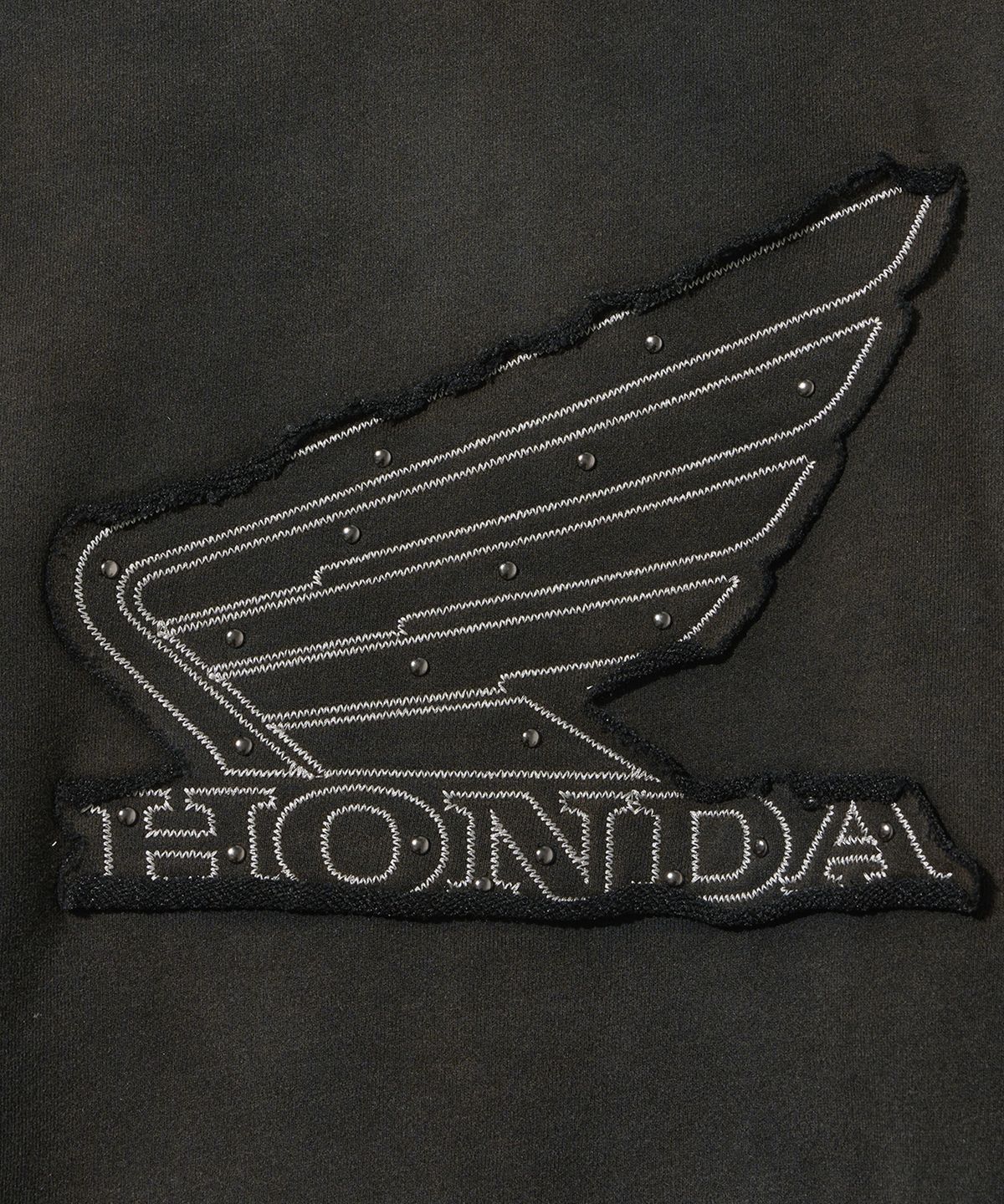 핍스 모터사이클(PHYPS MOTORCYCLE) Honda Stud Wing Washing Hoodie Zip-up_Black