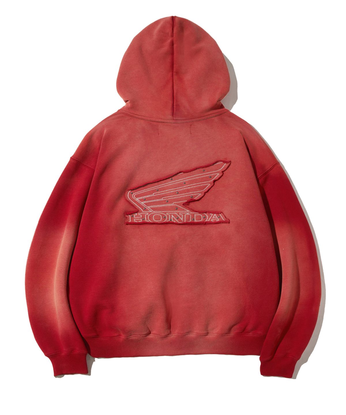 핍스 모터사이클(PHYPS MOTORCYCLE) Honda Stud Wing Washing Hoodie Zip-up_Dark Red