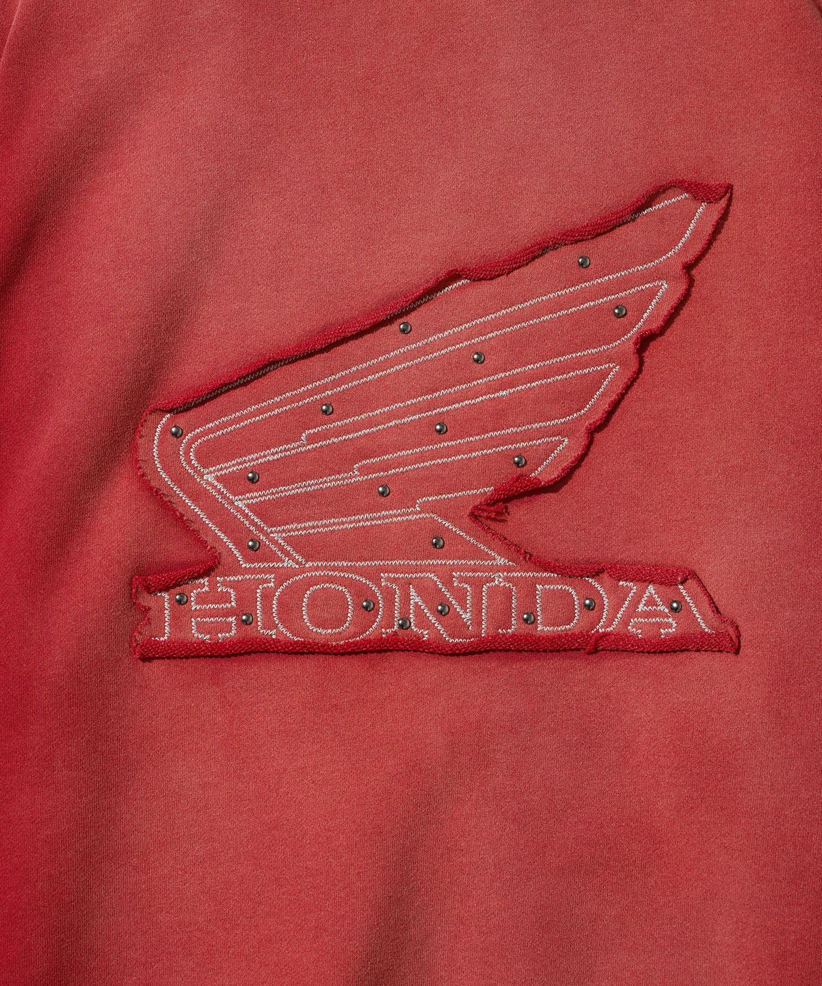 핍스 모터사이클(PHYPS MOTORCYCLE) Honda Stud Wing Washing Hoodie Zip-up_Dark Red