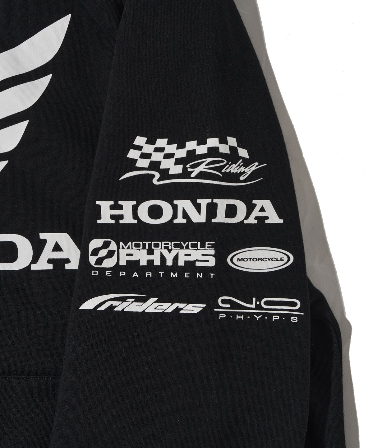 핍스 모터사이클(PHYPS MOTORCYCLE) Honda Racing Logo Hoodie Zip-up_Black