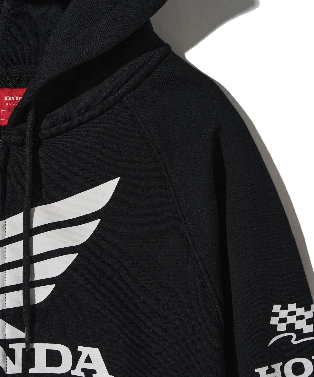 핍스 모터사이클(PHYPS MOTORCYCLE) Womens Wing Collect Logo Crop Hoodie Zip-Up Black