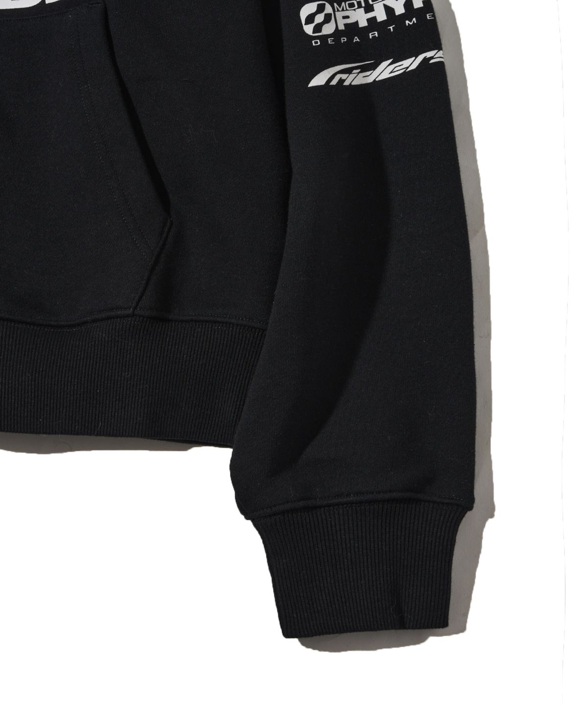 핍스 모터사이클(PHYPS MOTORCYCLE) Womens Wing Collect Logo Crop Hoodie Zip-Up Black