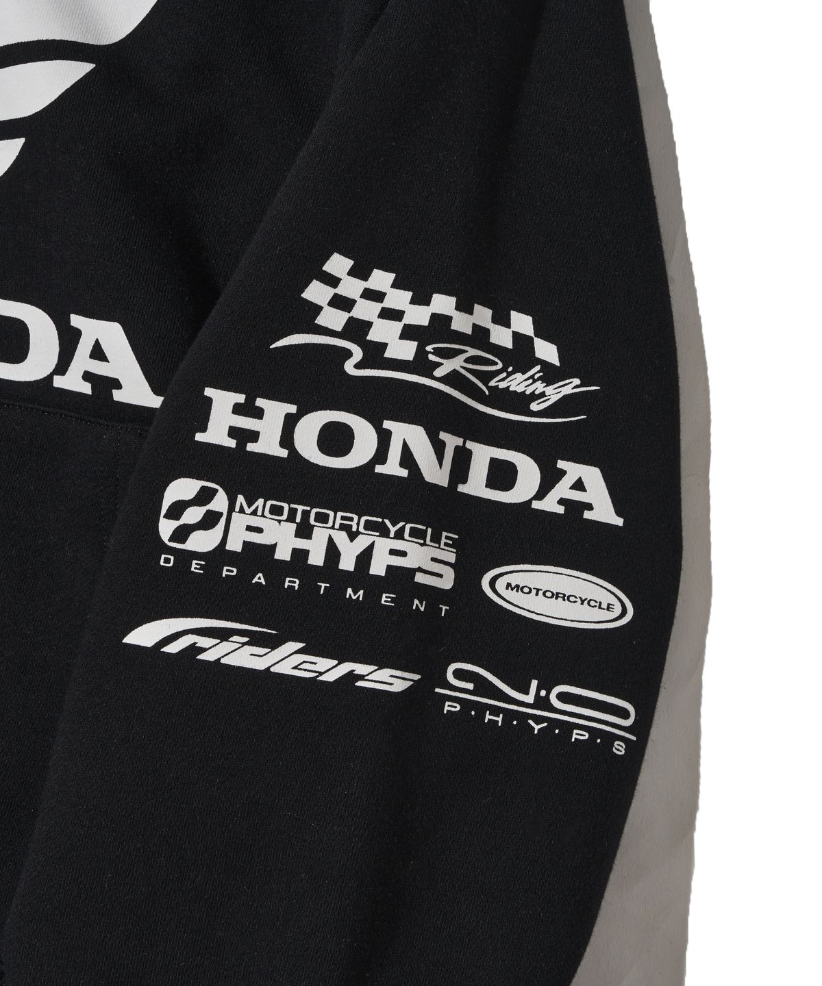 핍스 모터사이클(PHYPS MOTORCYCLE) Womens Wing Collect Logo Crop Hoodie Zip-Up Black
