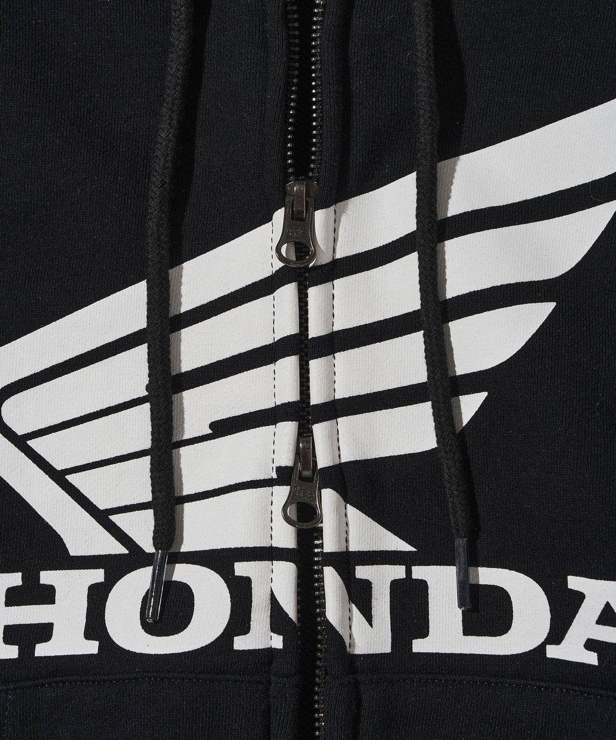 핍스 모터사이클(PHYPS MOTORCYCLE) Womens Wing Collect Logo Crop Hoodie Zip-Up Black