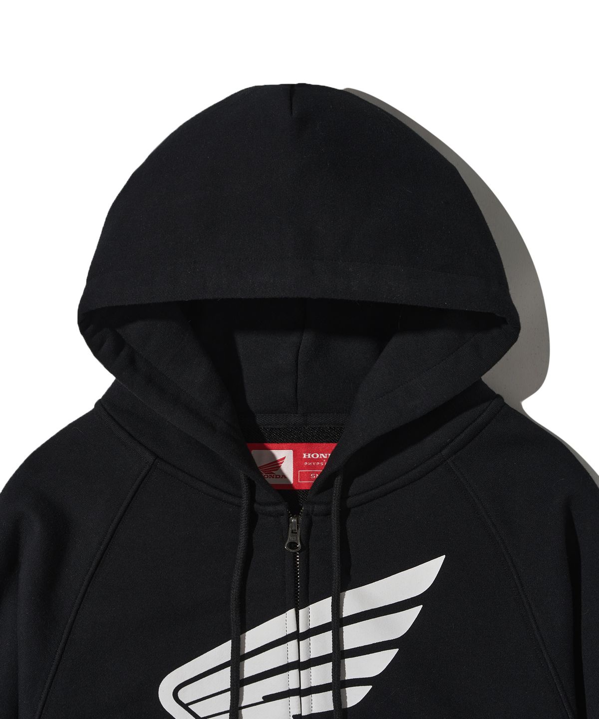 핍스 모터사이클(PHYPS MOTORCYCLE) Womens Wing Collect Logo Crop Hoodie Zip-Up Black