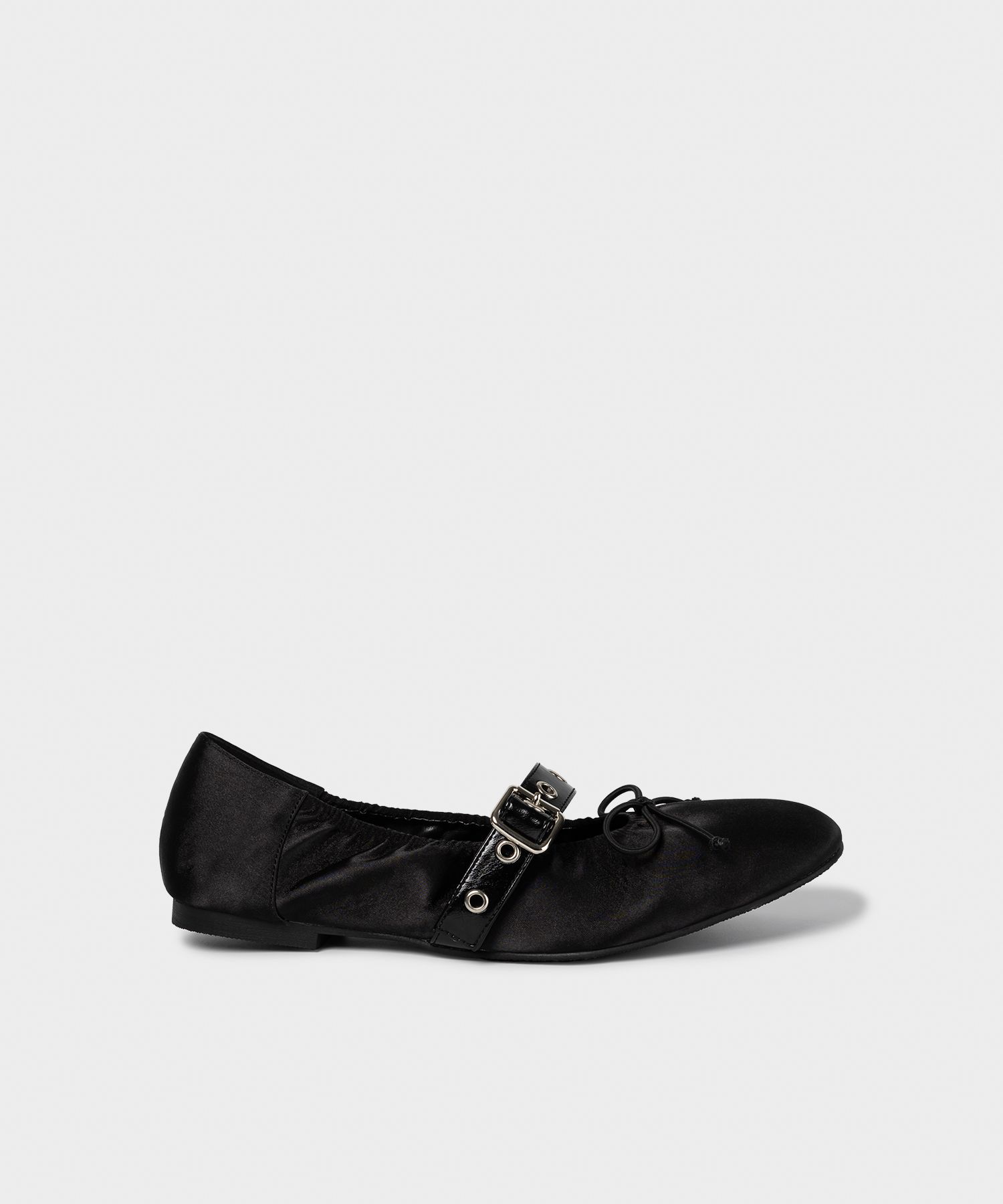 MUSINSA | KHIHO Satin shirring ballerina flats 3color