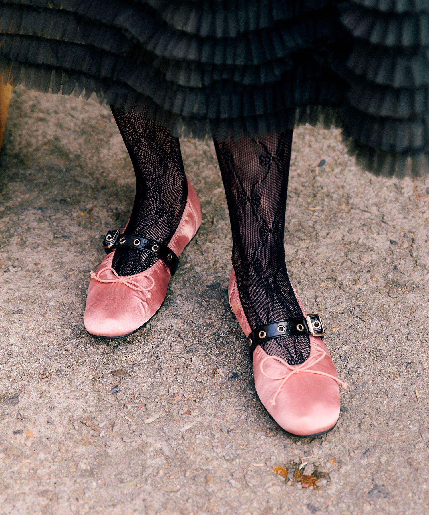 MUSINSA | KHIHO Satin shirring ballerina flats 3color