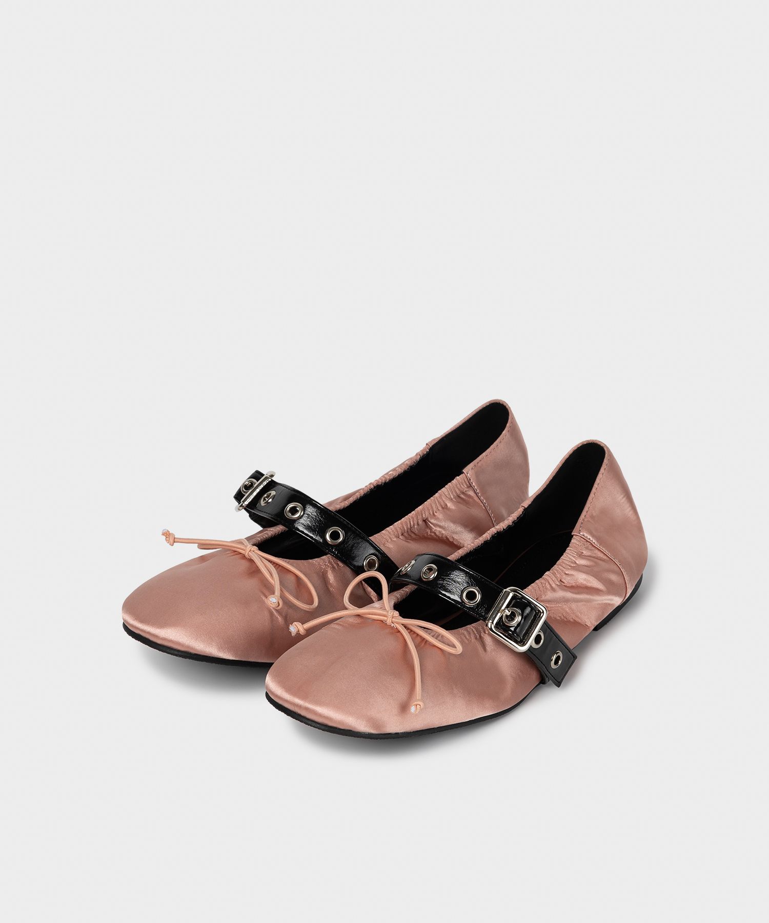 khiho キホ　Satin shirring ballerina flats SATIN SHIRRING BALLERINA FLATS / PINK - khiho