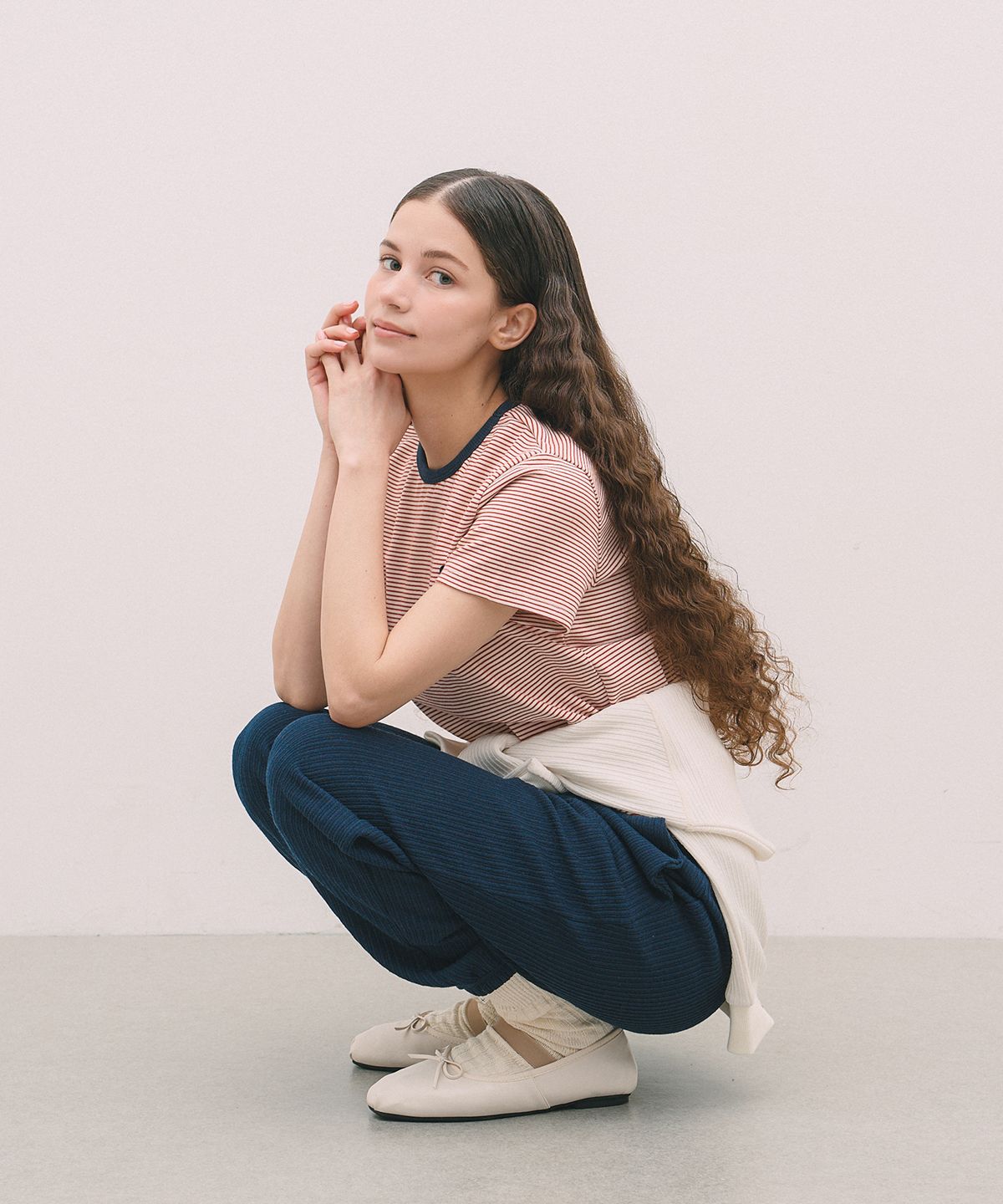 로브로브(LOVLOV) LOV PATCH RIBBED  T-SHIRT