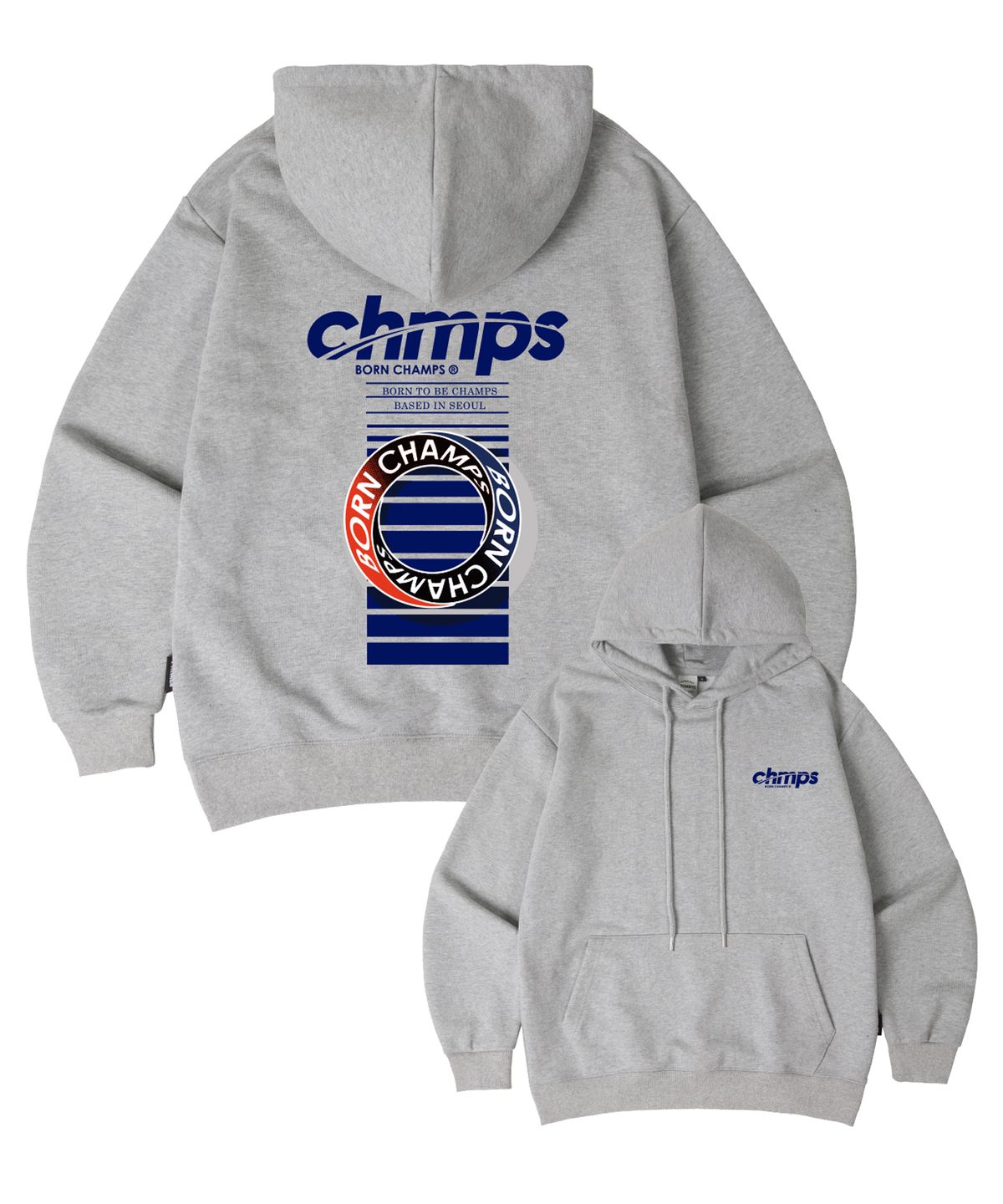 본챔스(BORN CHAMPS) [3 COLORS] CHMPS 원 오버핏 후드 티셔츠 B25ST06 [기모/NO기모]