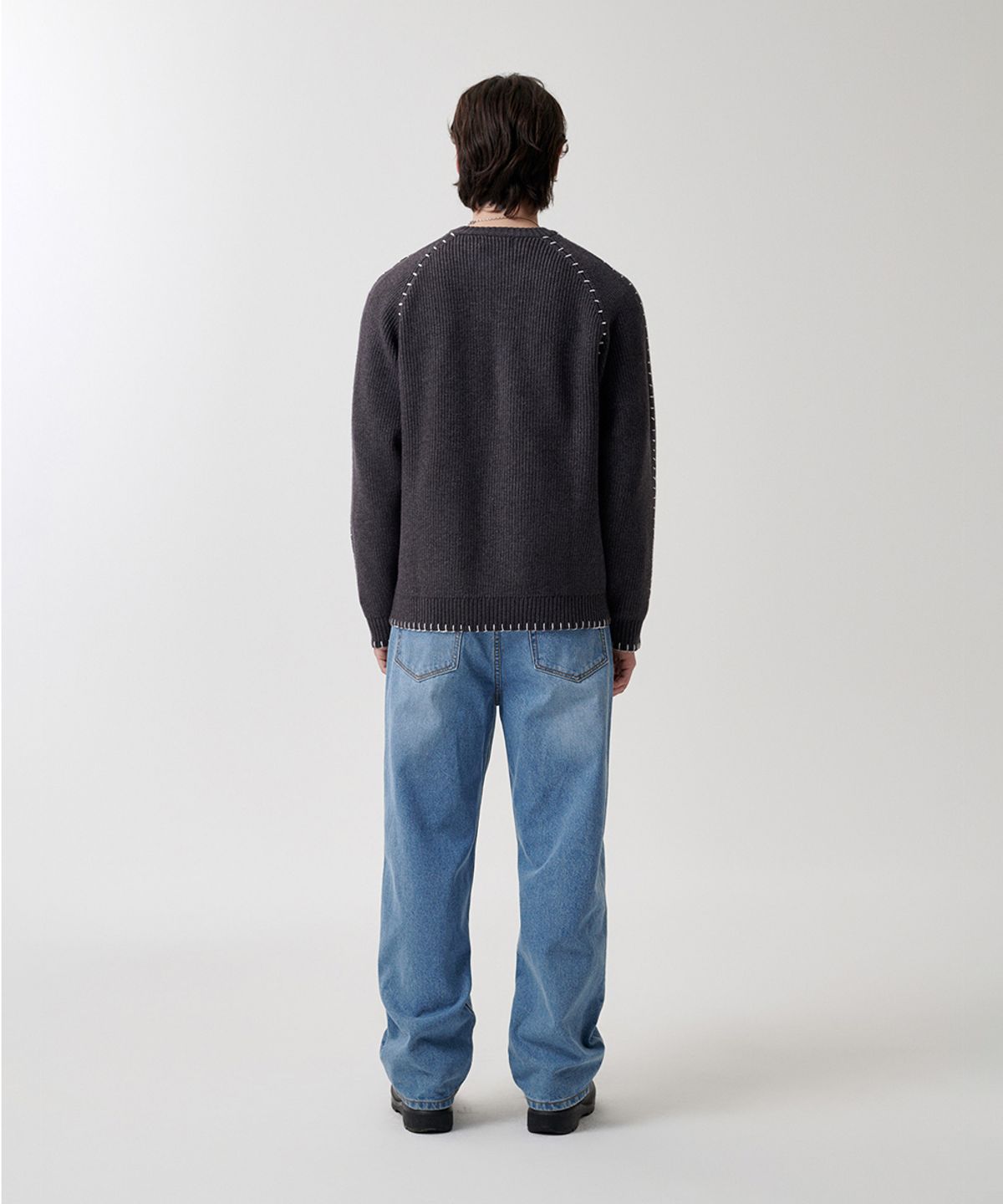 마하그리드(MAHAGRID) STITCH ZIP-UP KNIT CHARCOAL(MG2FSMK680A)