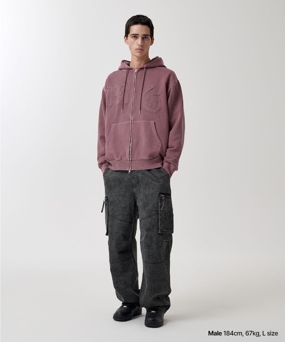 MUSINSA公式 | MAHAGRID BIG GOTHIC CUT OFF PIGMENT ZIP-UP