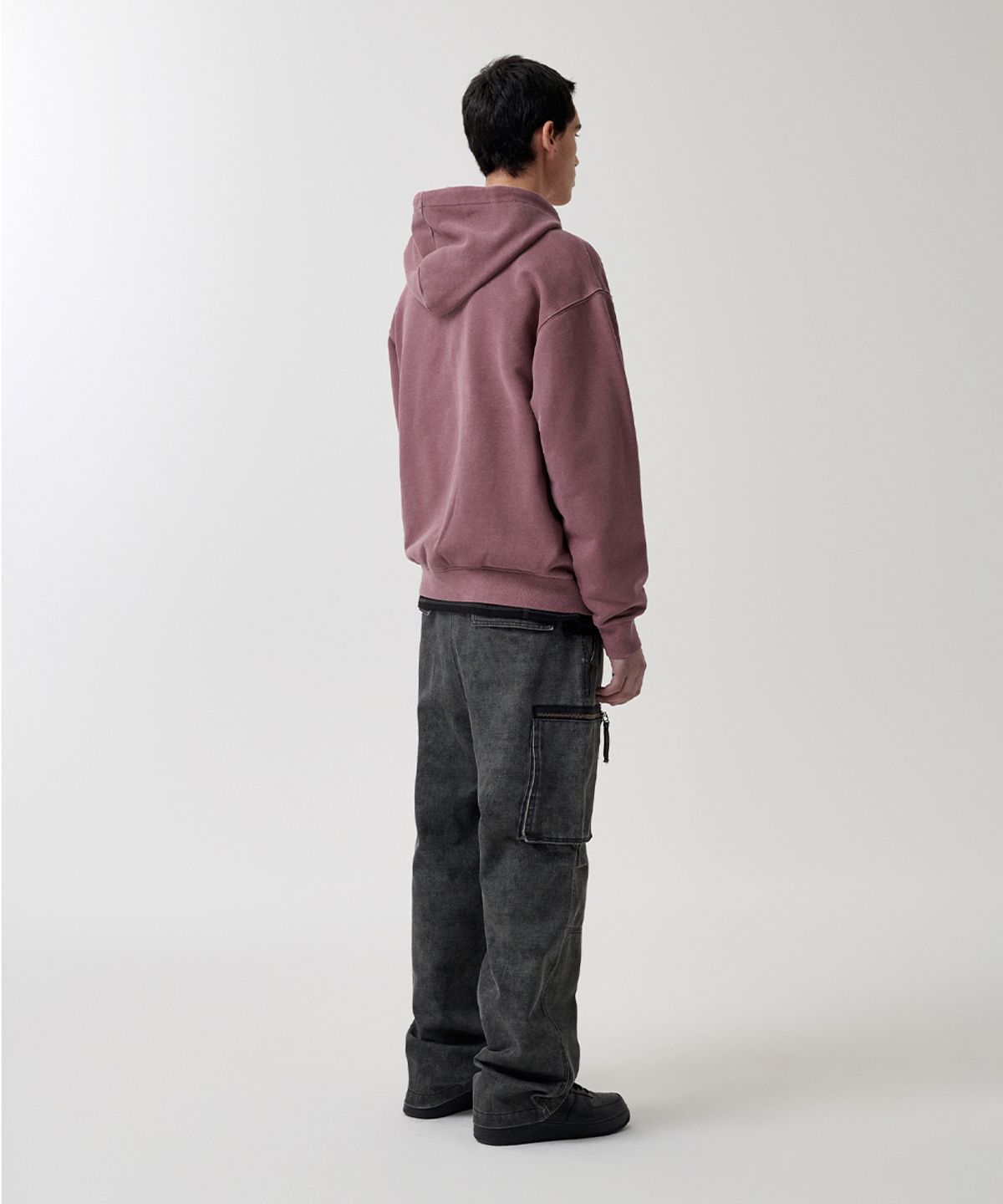 마하그리드(MAHAGRID) BIG GOTHIC CUT OFF PIGMENT ZIP-UP HOODIE BURGUNDY(MG2FSMM491A)