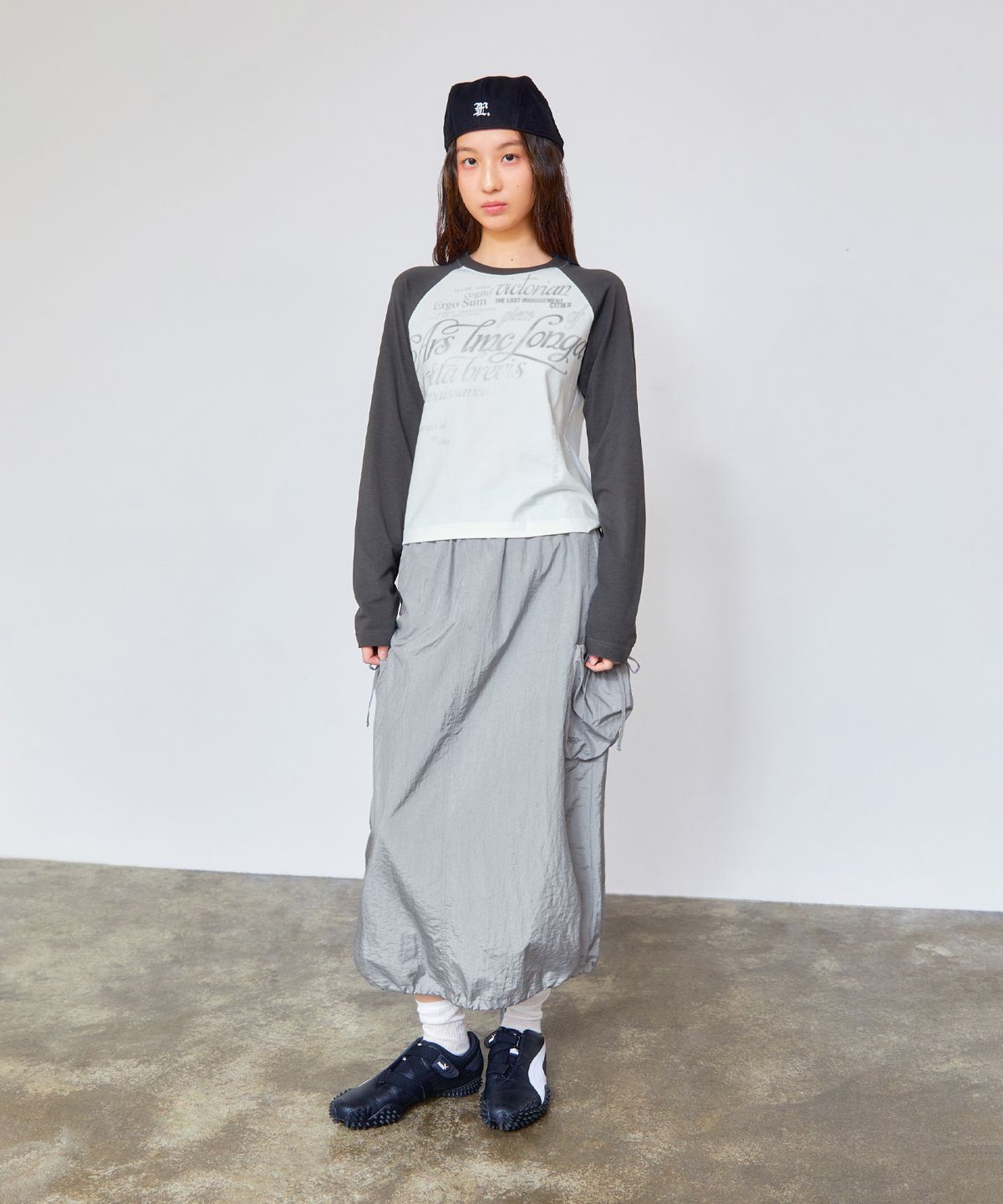 엘엠씨(LMC) WM RIBBON NYLON LONG SKIRT black