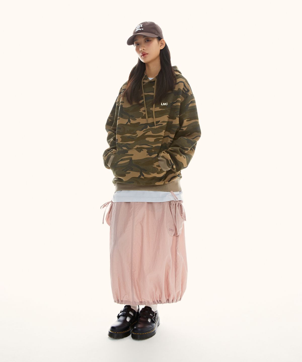엘엠씨(LMC) WM RIBBON NYLON LONG SKIRT black