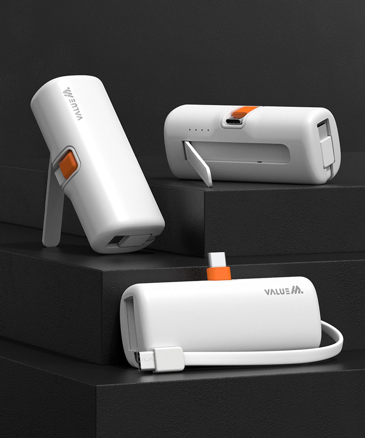 밸류엠(VALUEM) PD 20W 접이식 C타입 8핀 도킹 고속충전 보조배터리 5000mAh D4