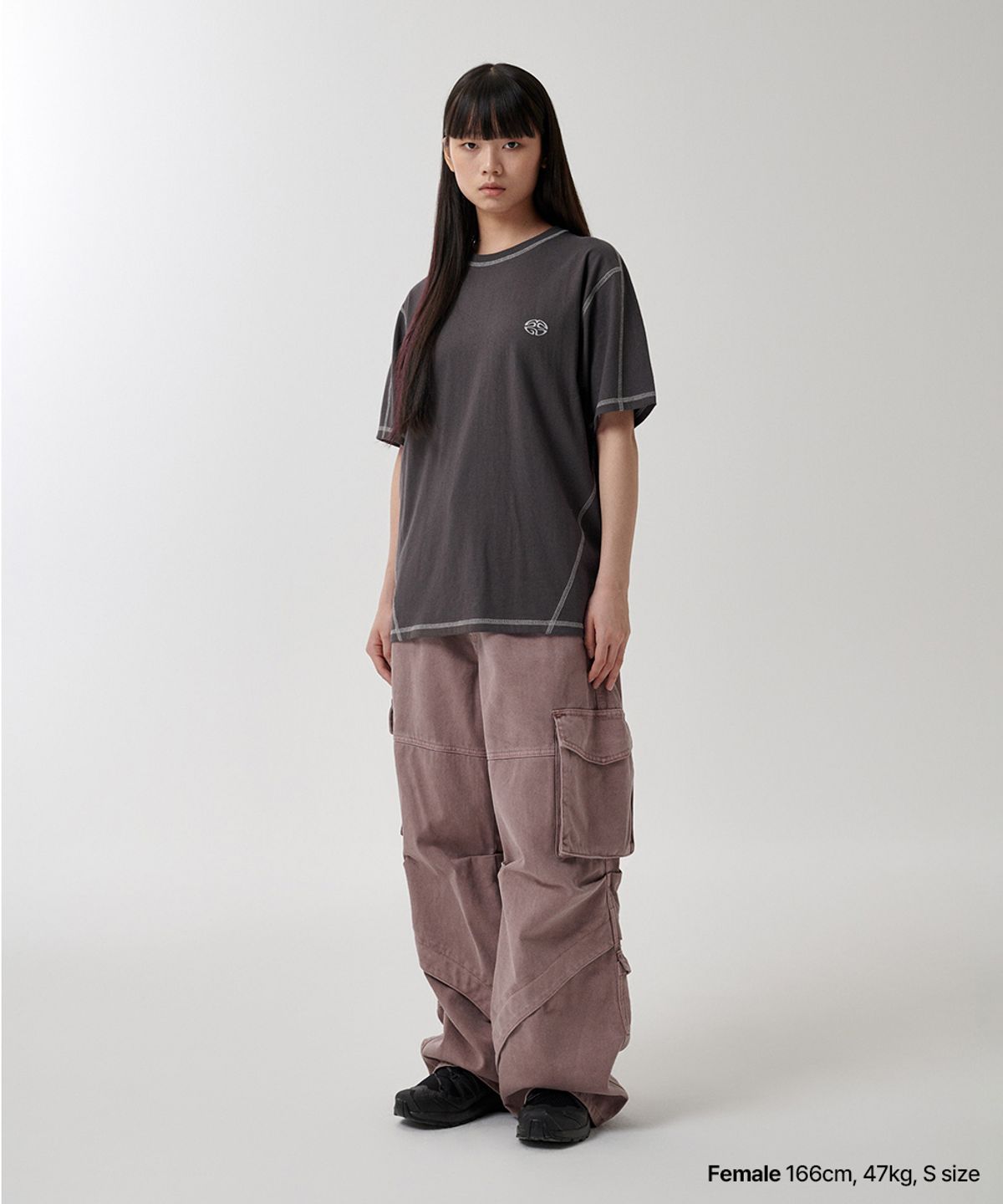 마하그리드(MAHAGRID) CURVED STITCH TEE CHARCOAL(MG2FMMT503A)
