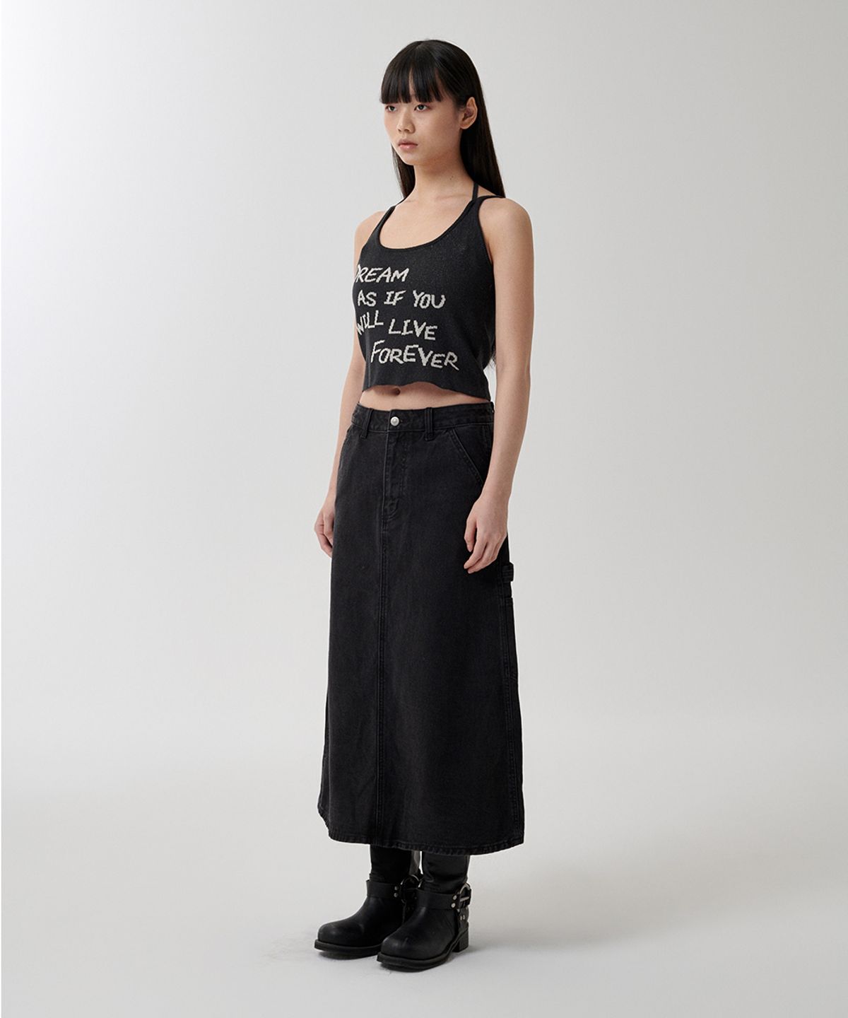 마하그리드(MAHAGRID) LETTERING SLEEVELESS KNIT BLACK(MG2FMFK613A)