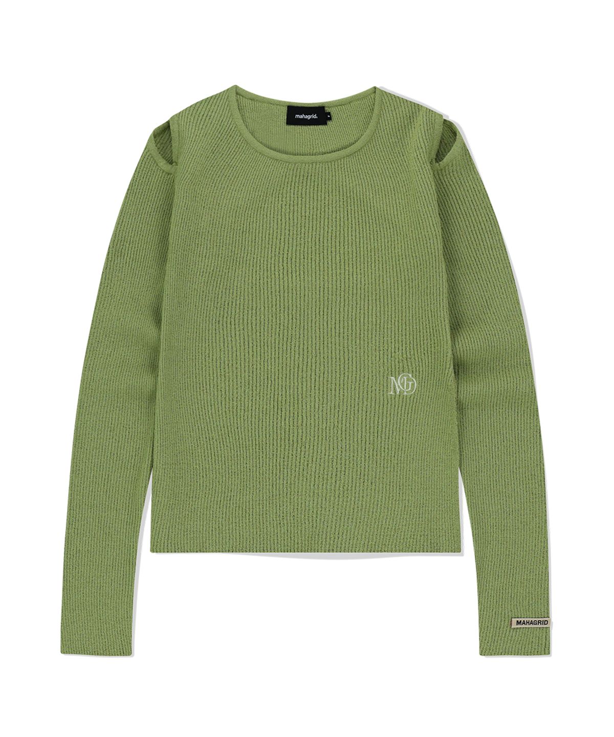 마하그리드(MAHAGRID) CUT OFF LS KNIT LIGHT GREEN(MG2FMFK614A)