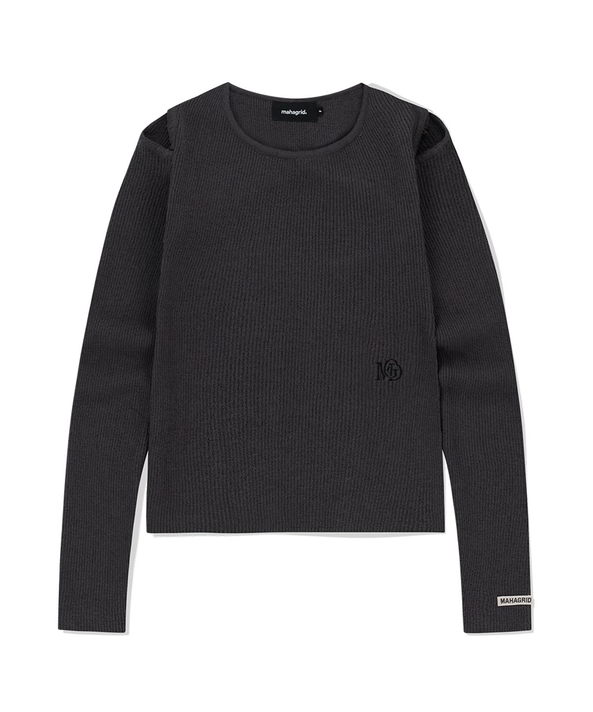 마하그리드(MAHAGRID) CUT OFF LS KNIT CHARCOAL(MG2FMFK614A)