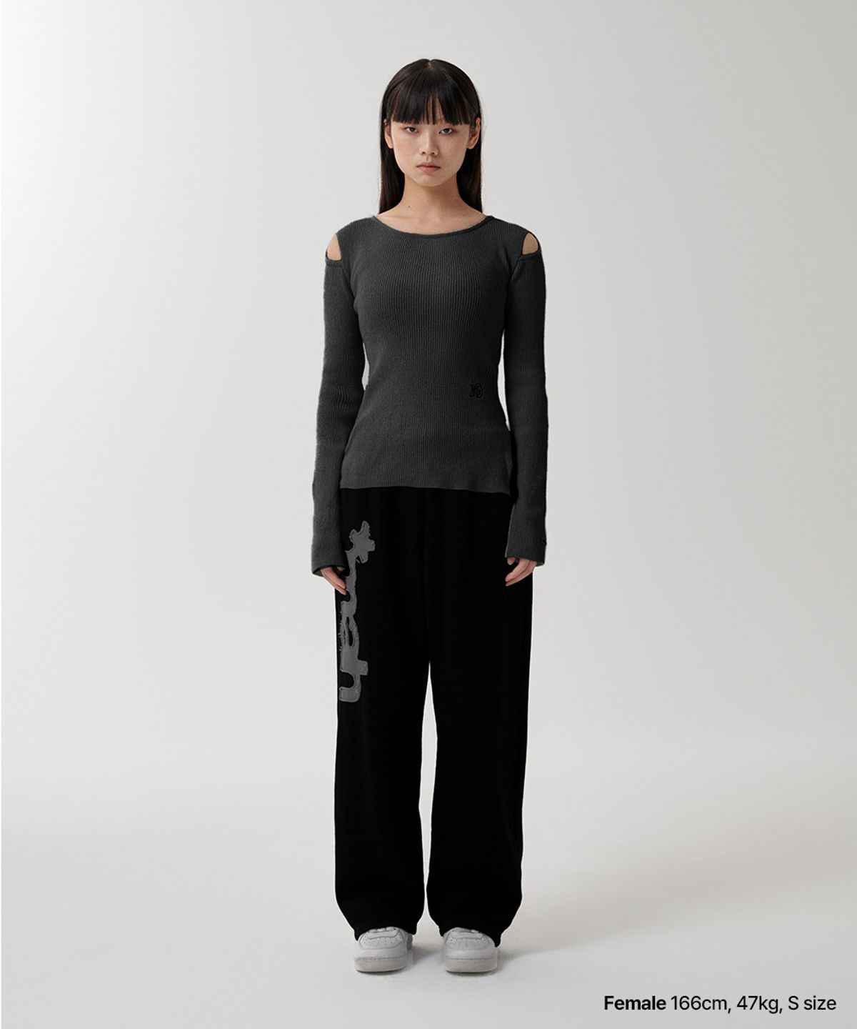 마하그리드(MAHAGRID) CUT OFF LS KNIT CHARCOAL(MG2FMFK614A)