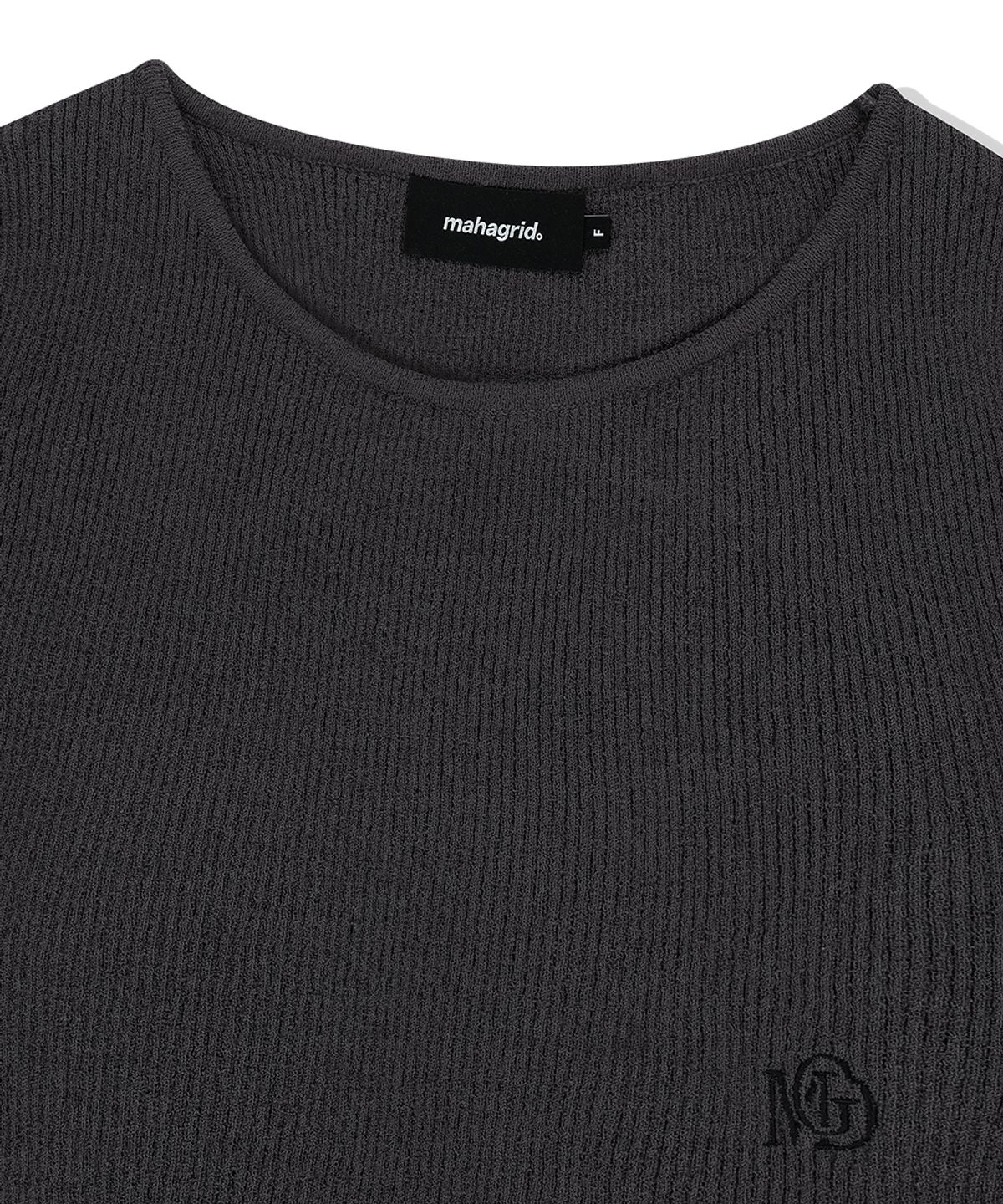 마하그리드(MAHAGRID) CUT OFF LS KNIT CHARCOAL(MG2FMFK614A)