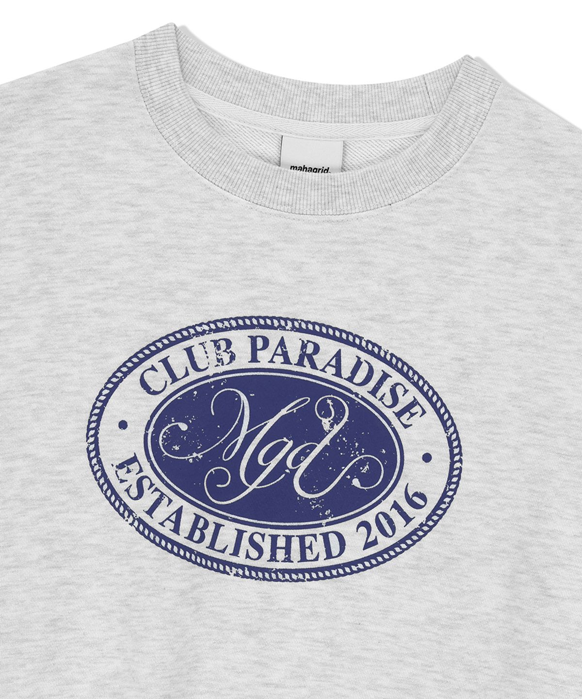 마하그리드(MAHAGRID) CLUB PARADISE CROP SWEATSHIRT LIGHT GREY(MG2FSFM449A)