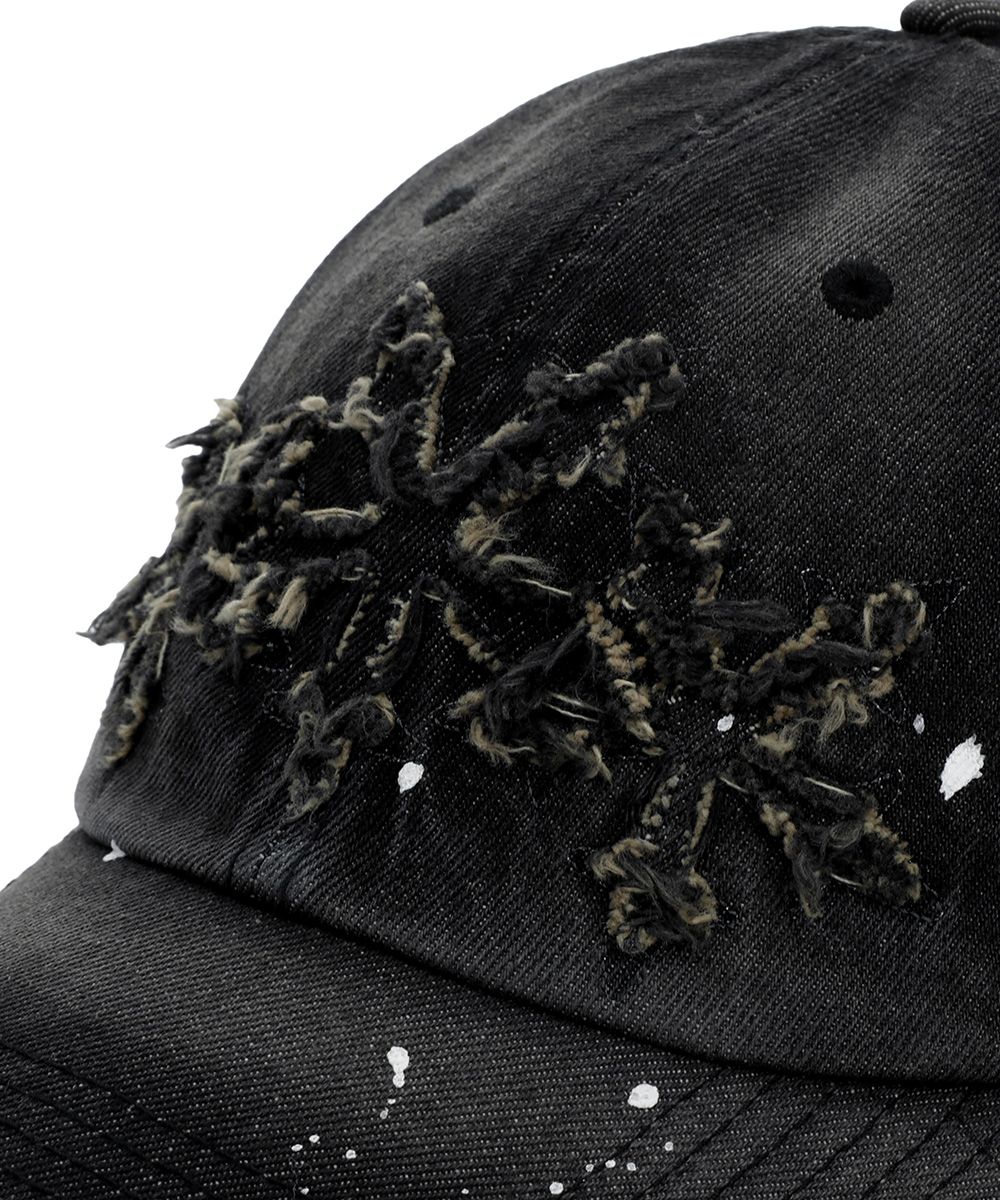 MUSINSA | MAHAGRID WASHED DENIM CROSS STAR CAP BLACK