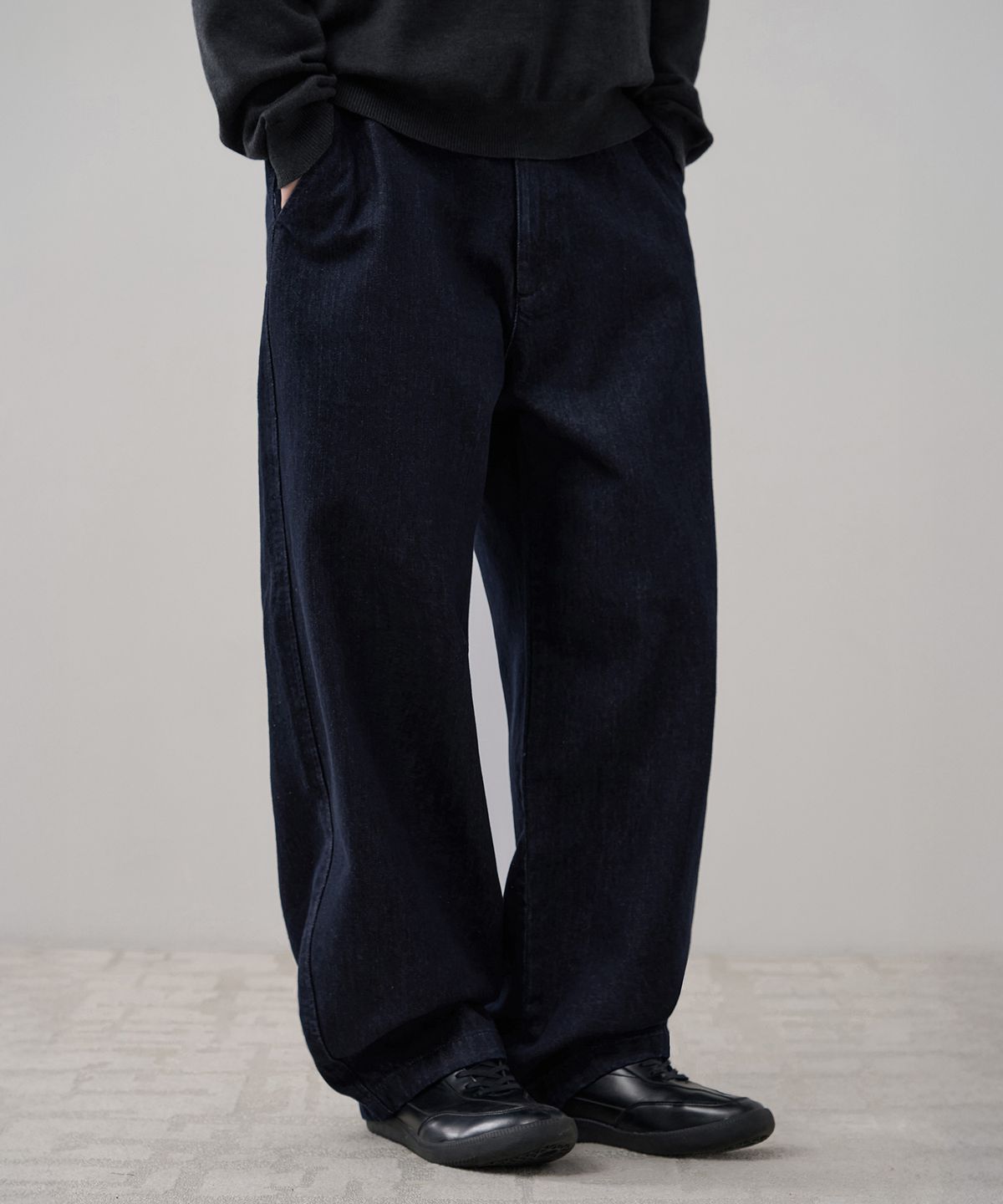 드로우핏(DRAW FIT) 와이드 트위스트 데님 팬츠 [DEEP INDIGO]