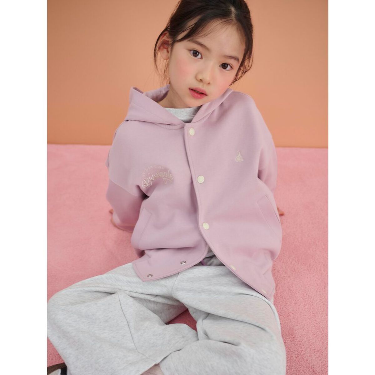빈폴 키즈(BEANPOLE KIDS) 져지 스테디움 후드 점퍼  라이트 퍼플 (BI5141U11V)