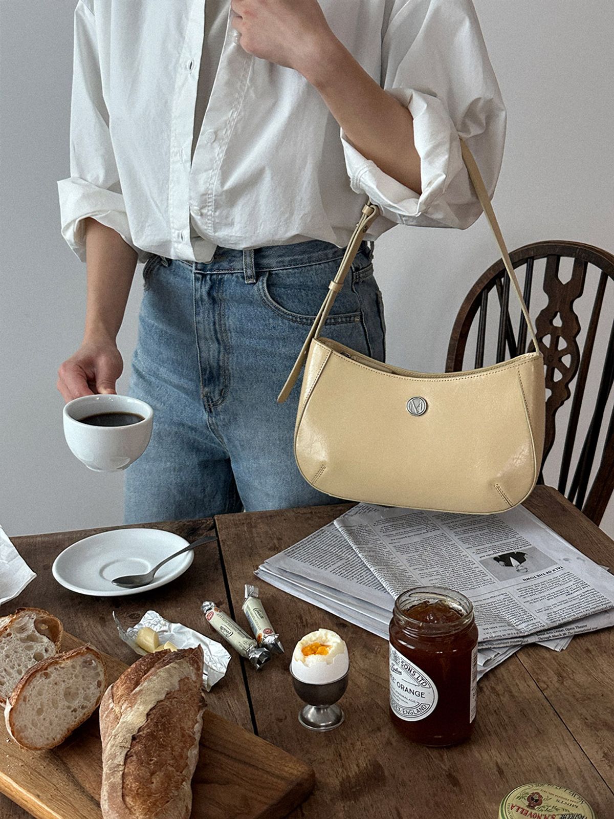 꼬떼드무아(COTEDEMOI) Ecrin shoulder bag - Butter