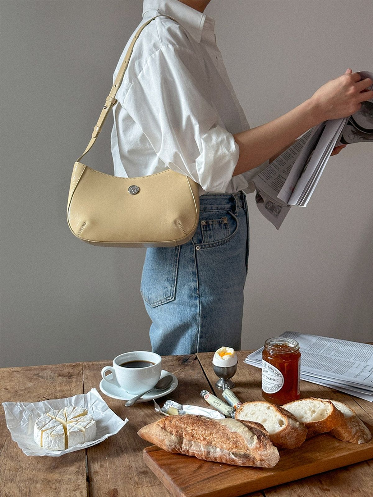 꼬떼드무아(COTEDEMOI) Ecrin shoulder bag - Butter