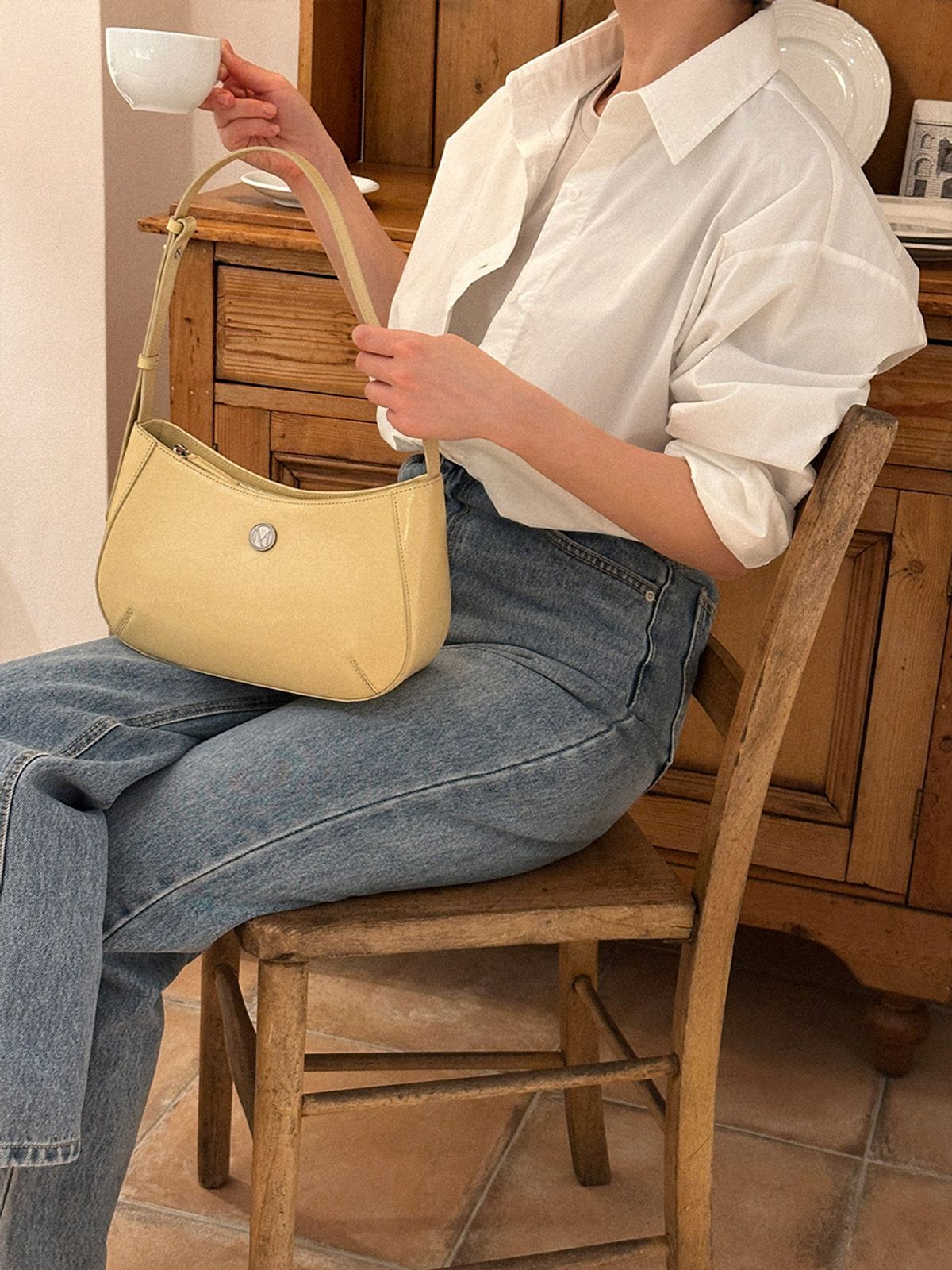 꼬떼드무아(COTEDEMOI) Ecrin shoulder bag - Butter