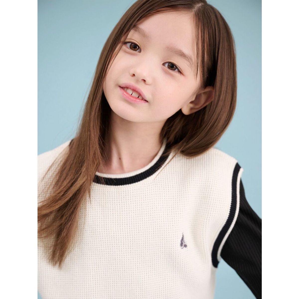 빈폴 키즈(BEANPOLE KIDS) 여아 골지 티셔츠  블랙 (BI5141G125)