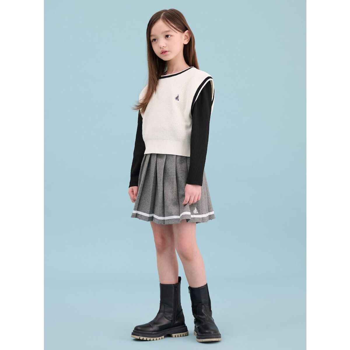 빈폴 키즈(BEANPOLE KIDS) 여아 골지 티셔츠  블랙 (BI5141G125)